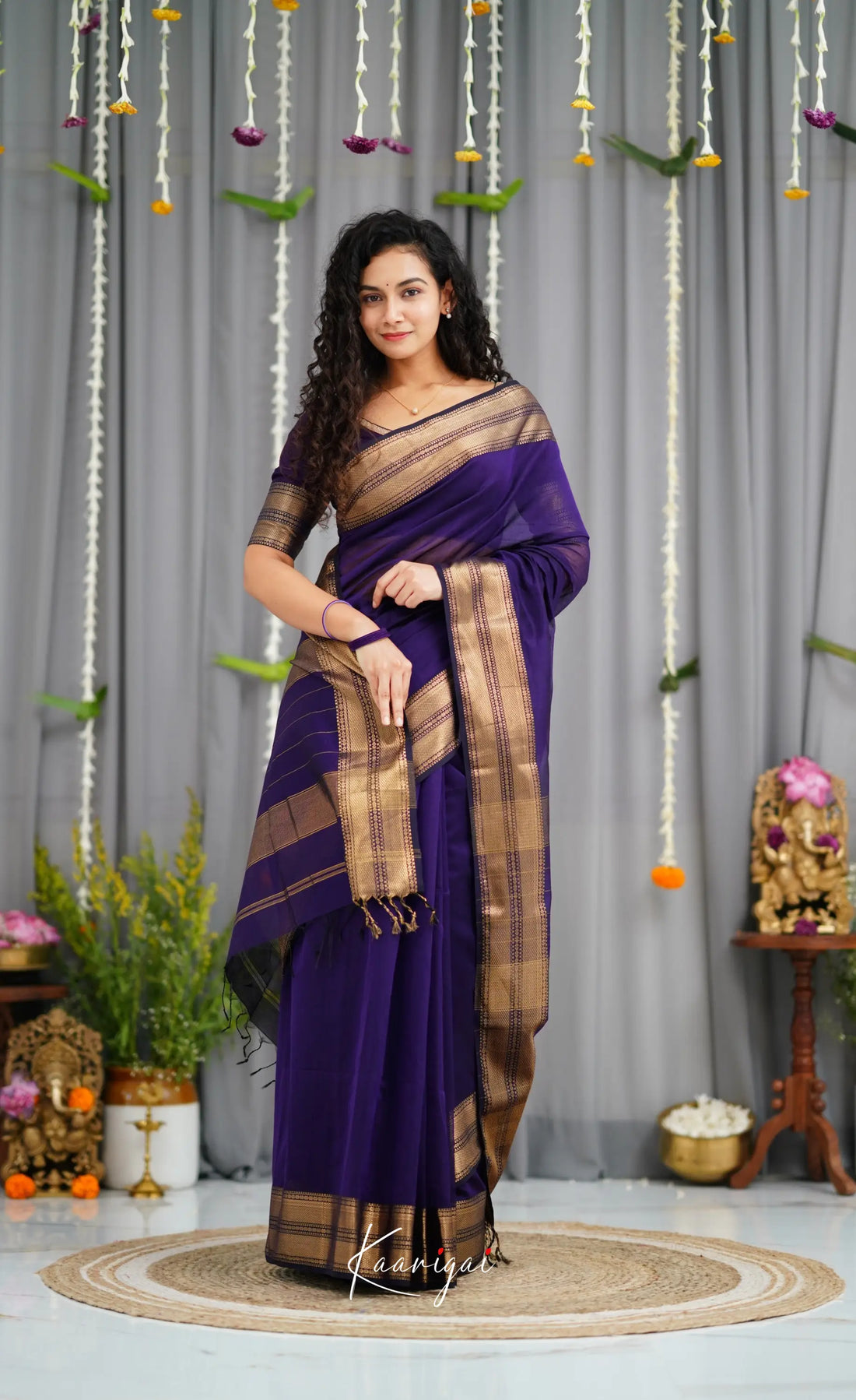 Maanvi Maheswari Silk Cotton Saree - Dark Purple Sarees