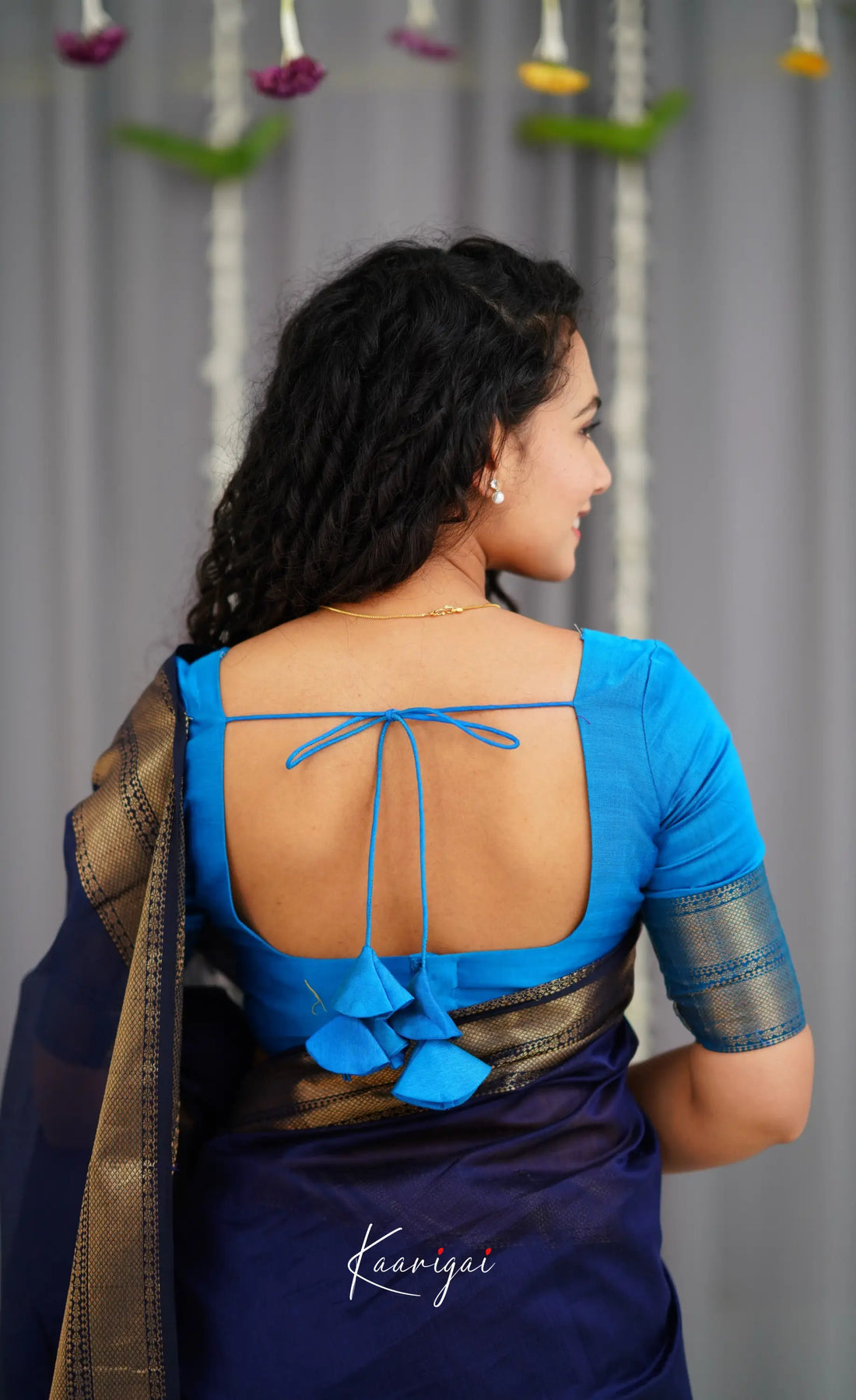 Maanvi Maheswari Silk Cotton Saree - Navy Blue and Light Blue Sarees