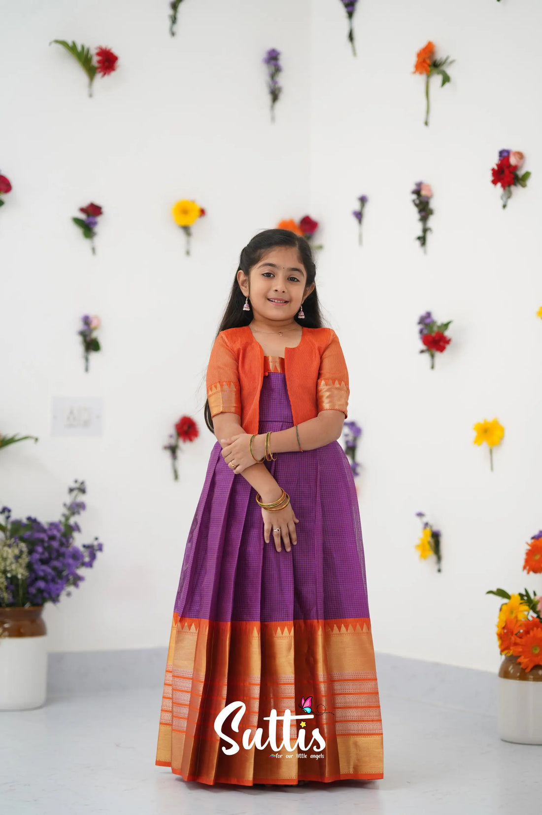 Maya Gown - Purple And Orange Kids - Suttis