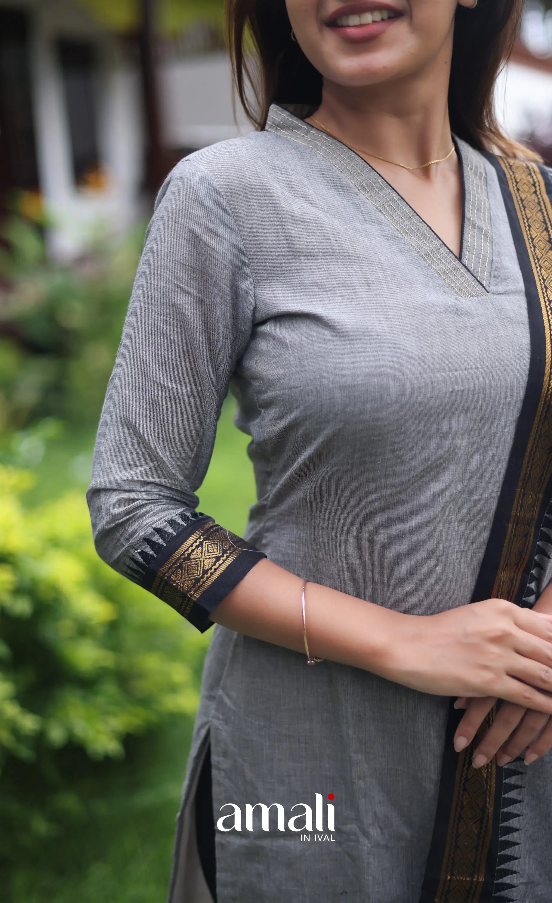 Meera Cotton Salwar - Grey and Black salwar
