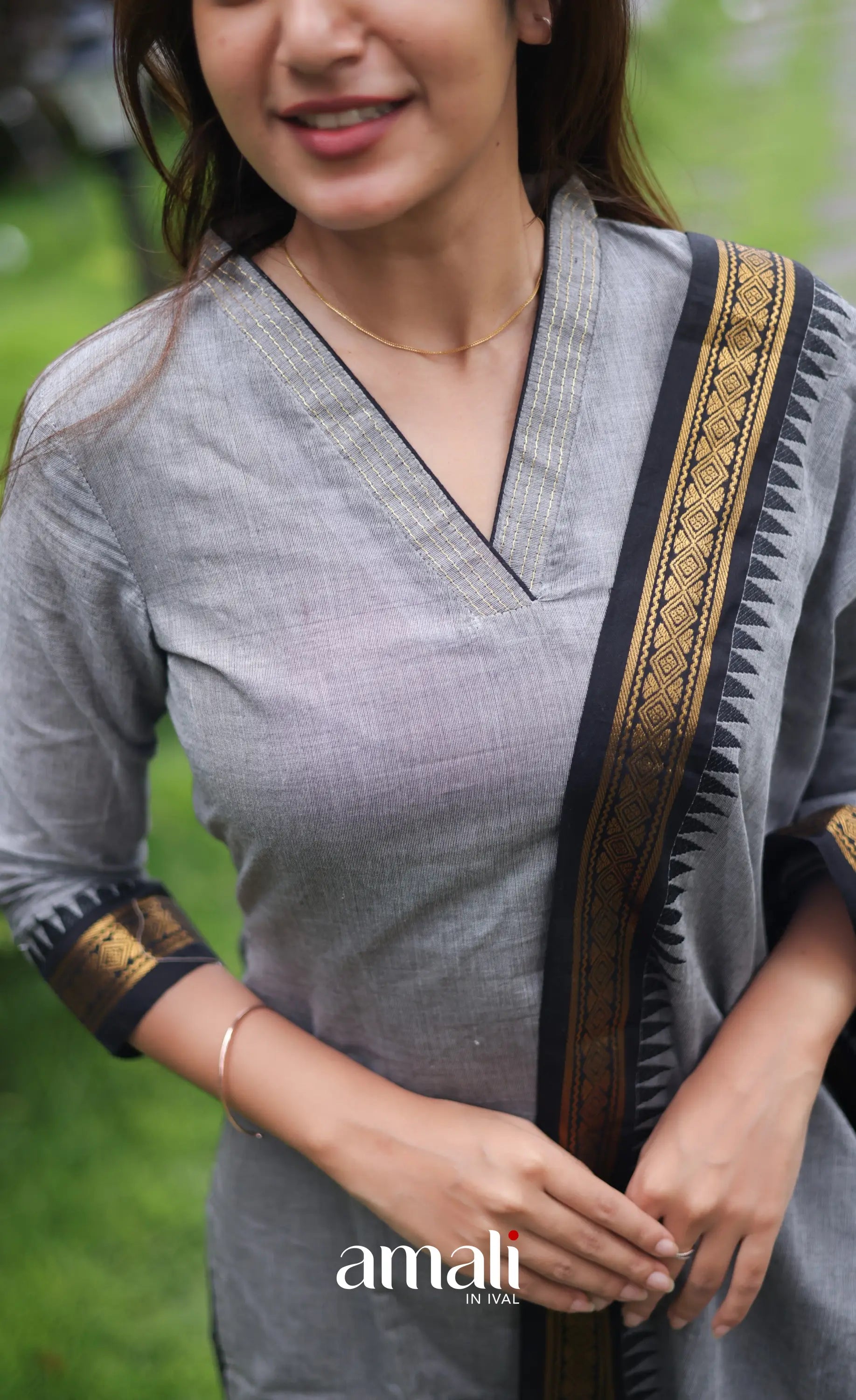 Meera Cotton Salwar - Grey and Black salwar