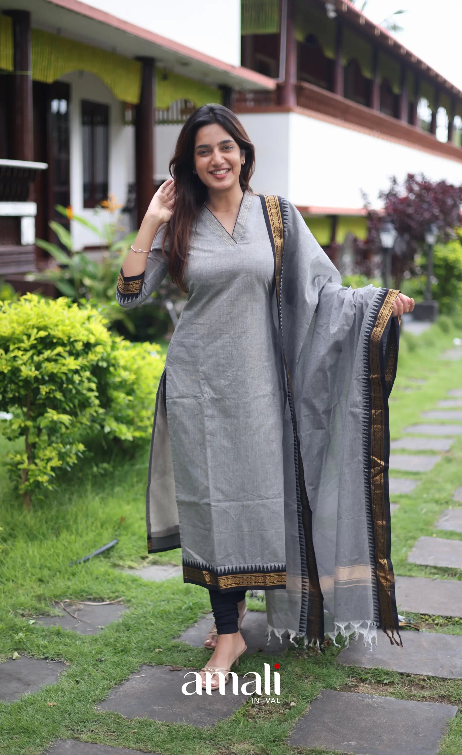 Meera Cotton Salwar - Grey and Black salwar