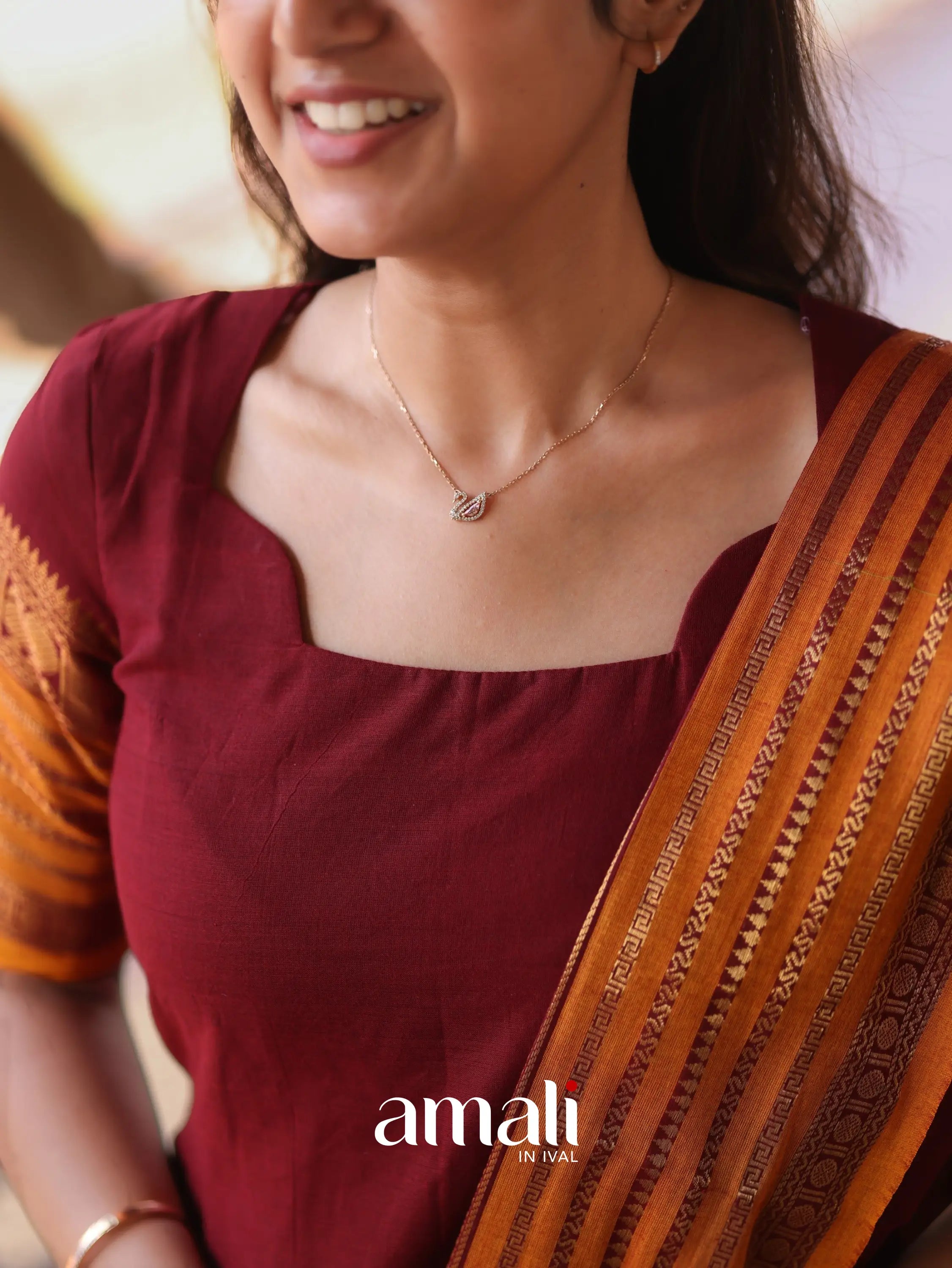 Meera Cotton Salwar - Maroon and Mustard Orange salwar