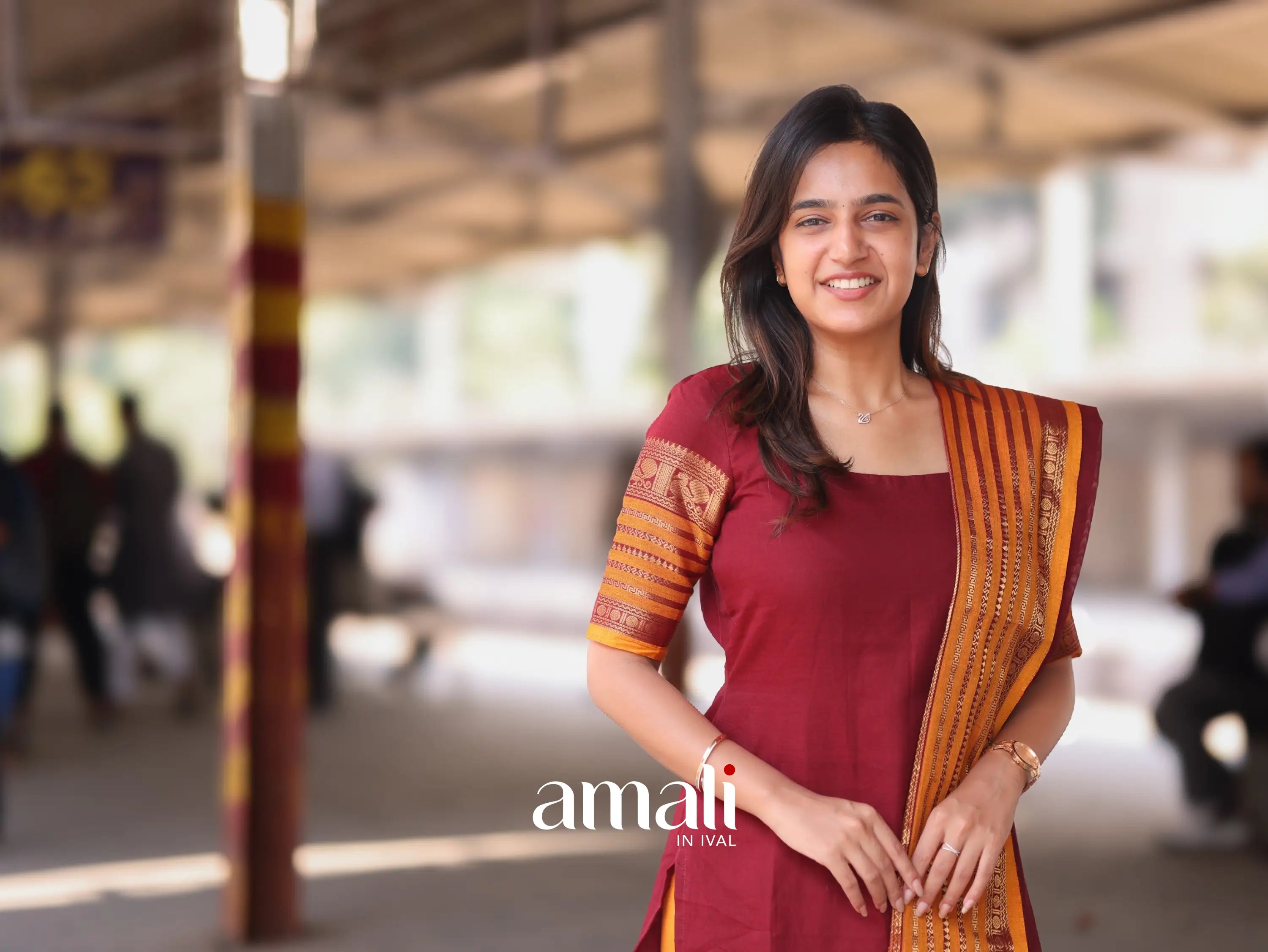 Meera Cotton Salwar - Maroon and Mustard Orange salwar