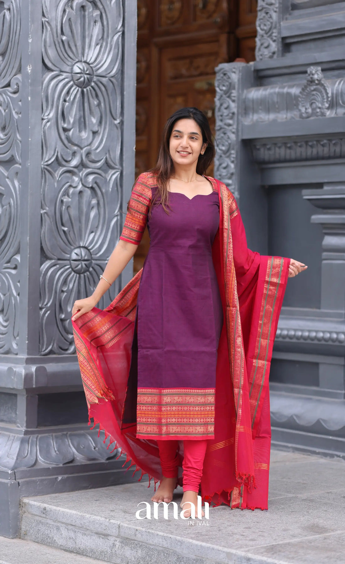 Meera Cotton Salwar - Purple and Pink salwar