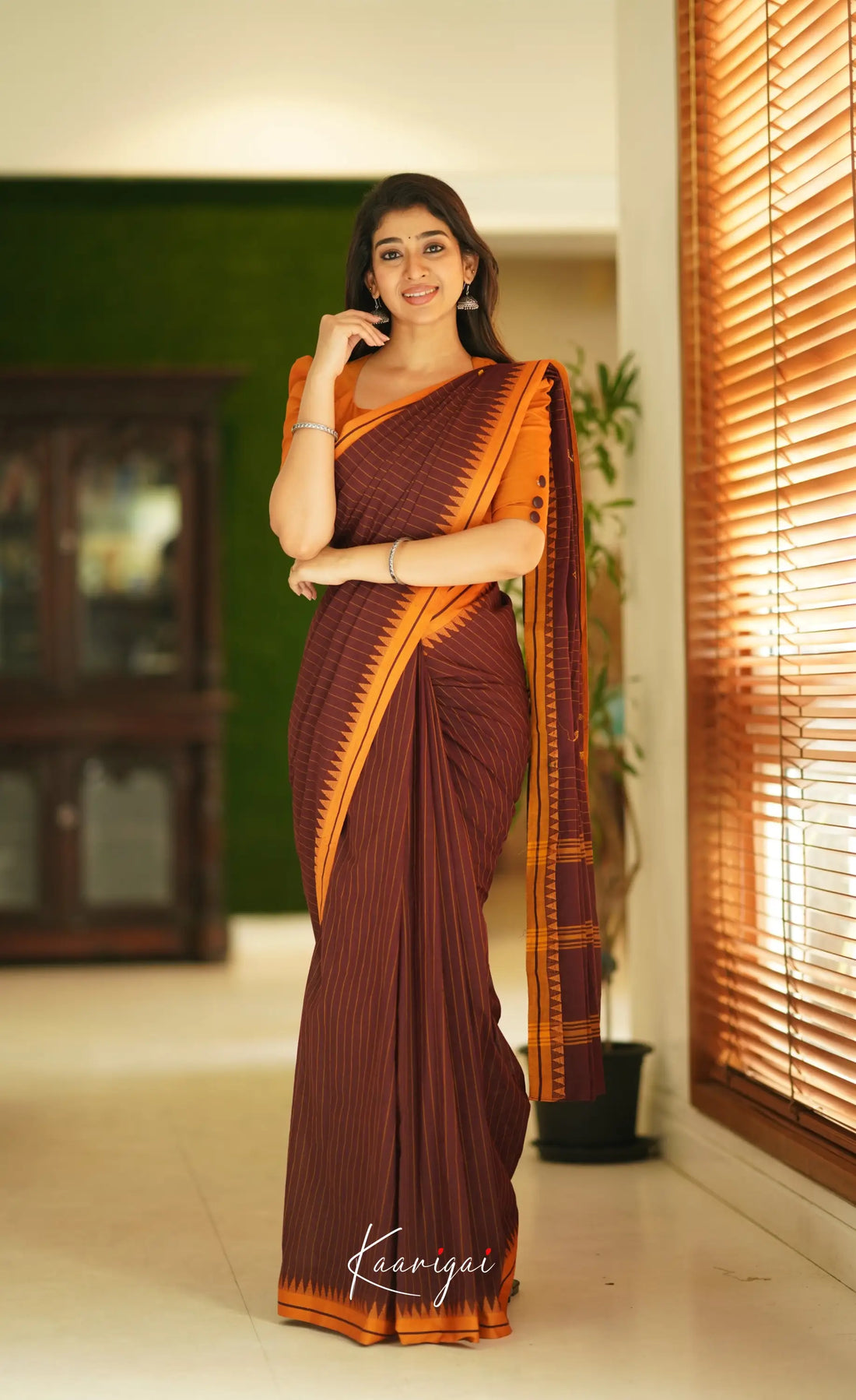 Nalinam Cotton Saree - Dark Maroon Sarees