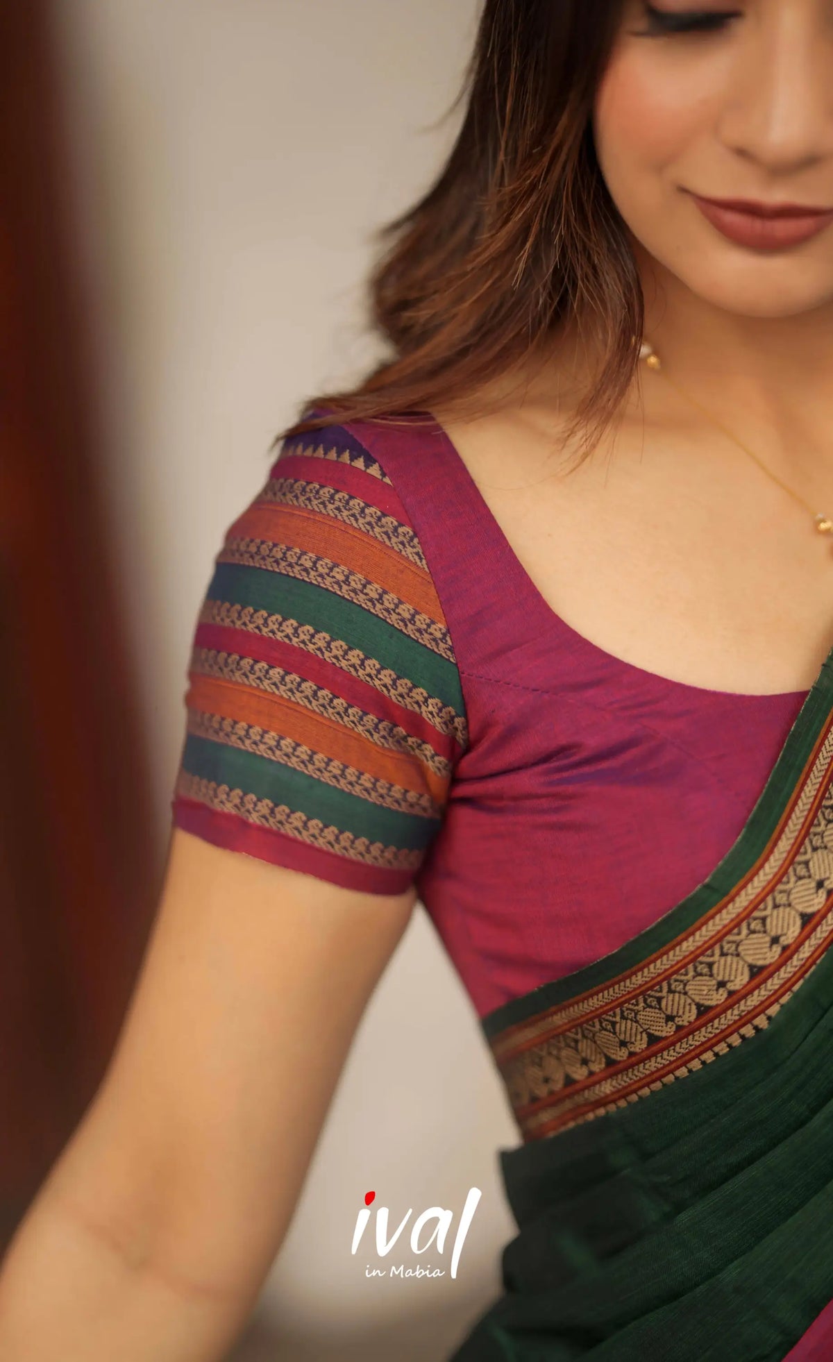 Niyati - Dark Purplish Blue with Violet Narayanpet cotton Halfsaree - Half Sarees