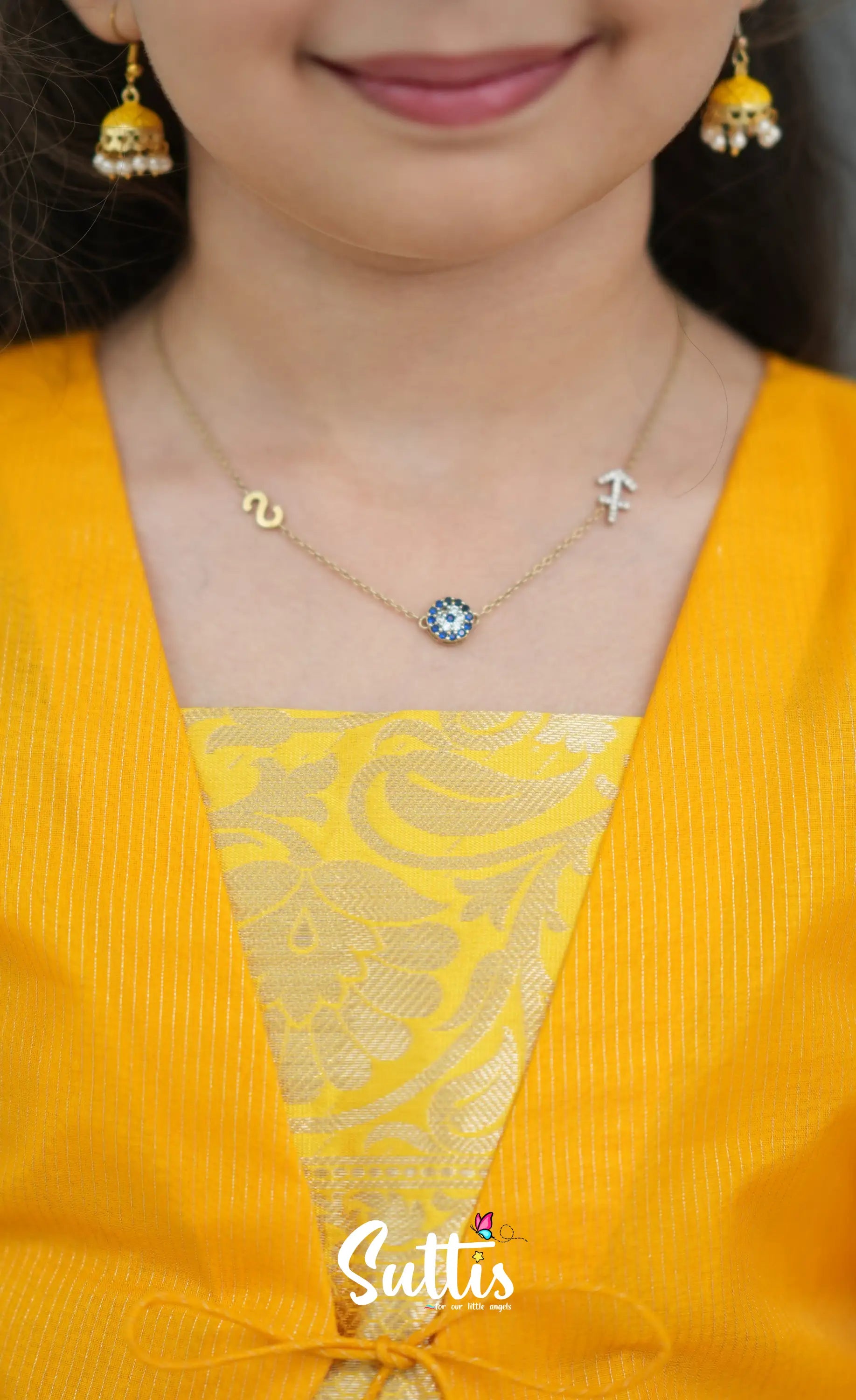 Organza Pavadai Sattai - Grey and Yellow Kids-Suttis