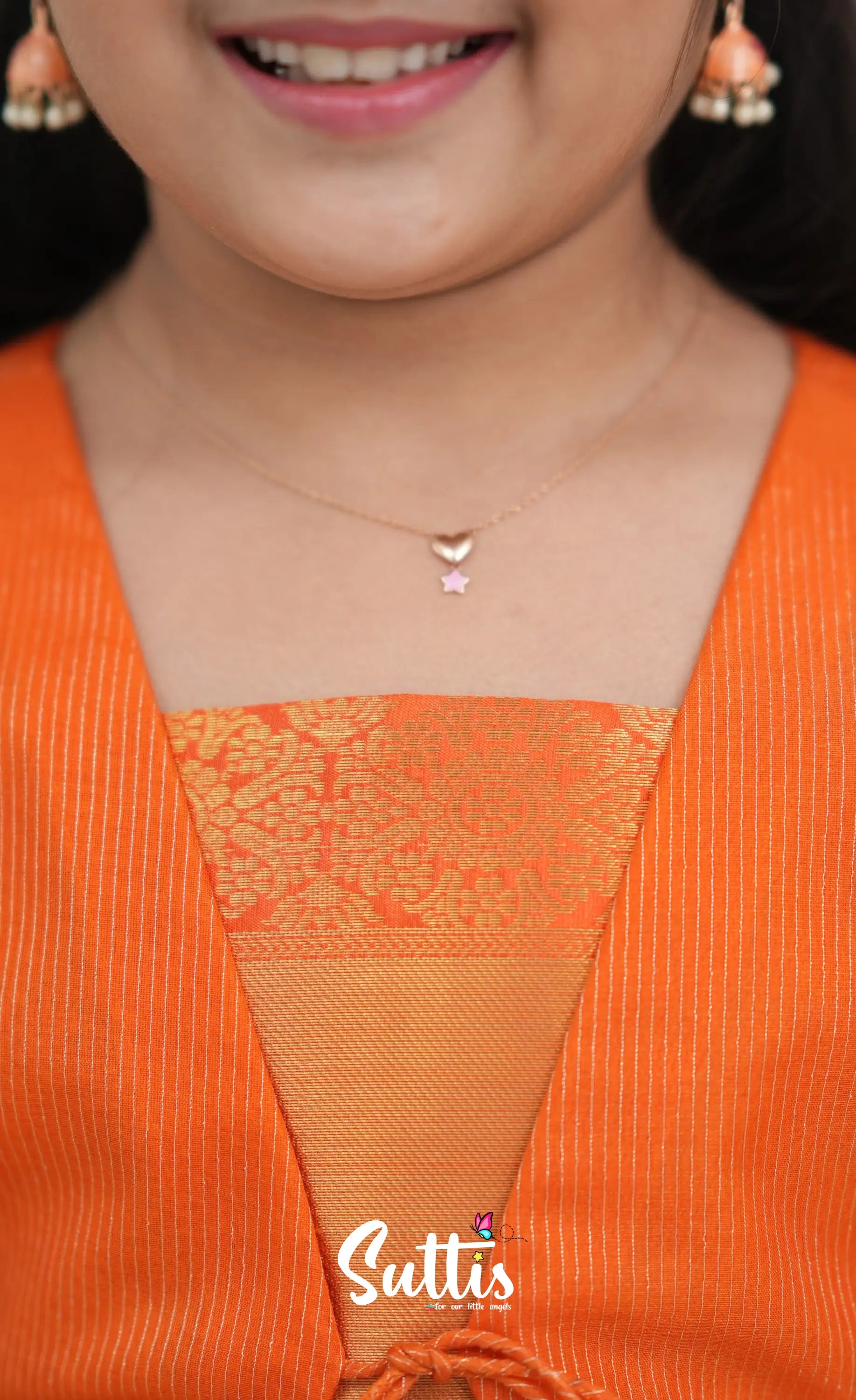 Organza Pavadai Sattai - Lavender and Orange Kids-Suttis