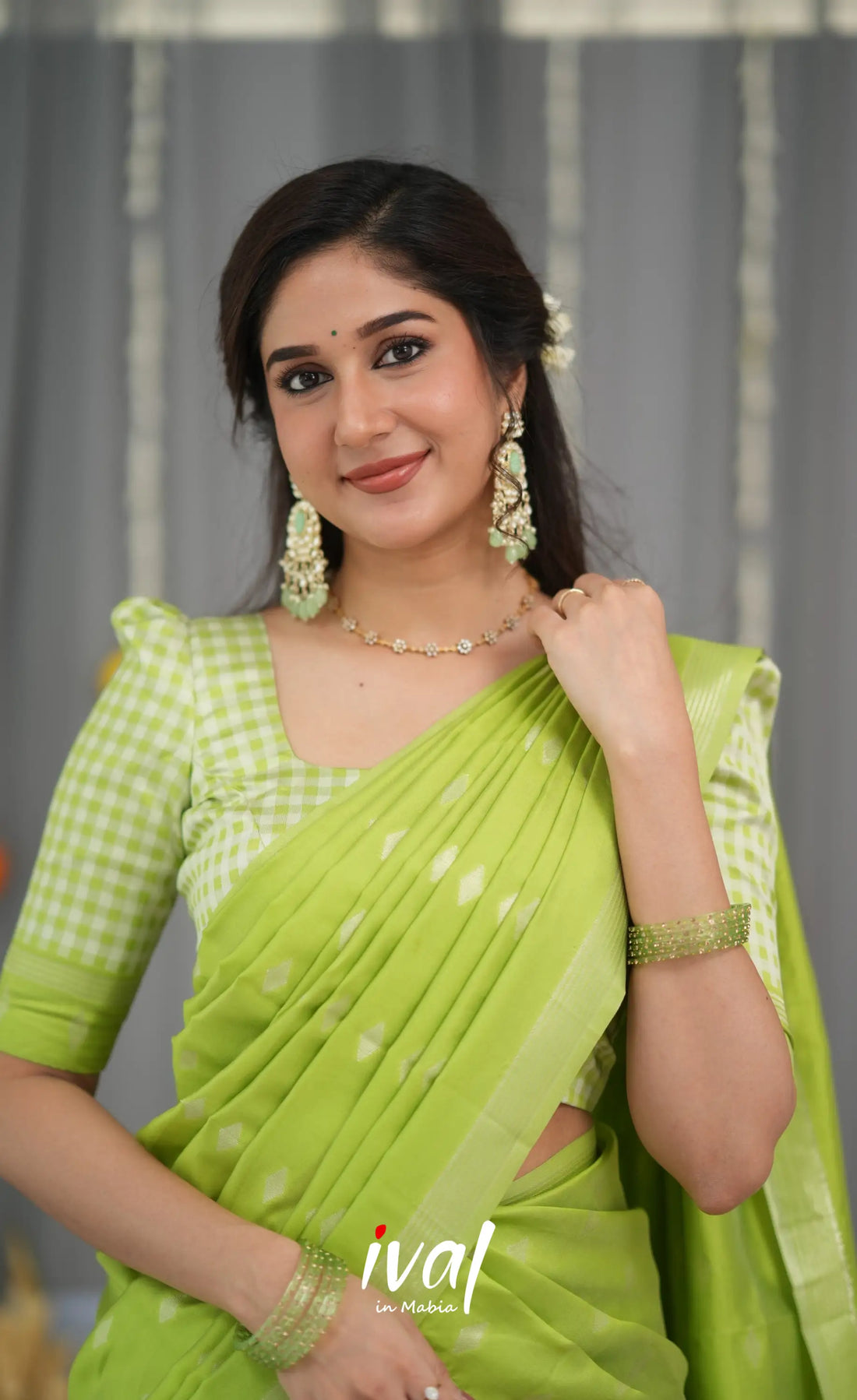 Padmakshi Blended Silk Halfsaree - Light Green Half Sarees