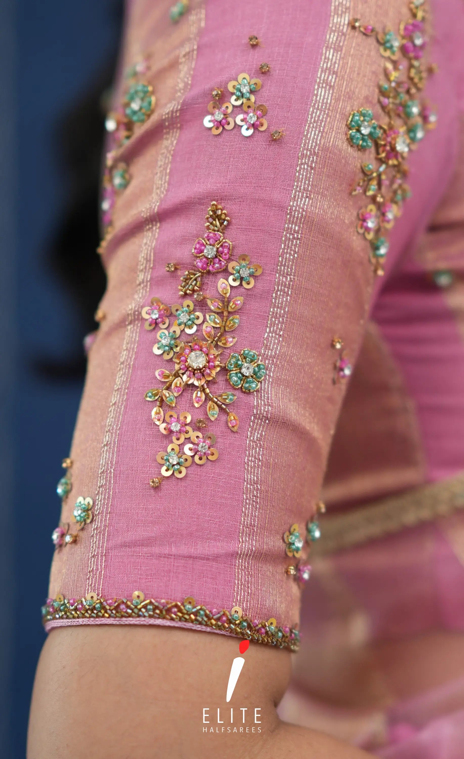 Pearl Tissue Halfsaree Light Pink Half Sarees