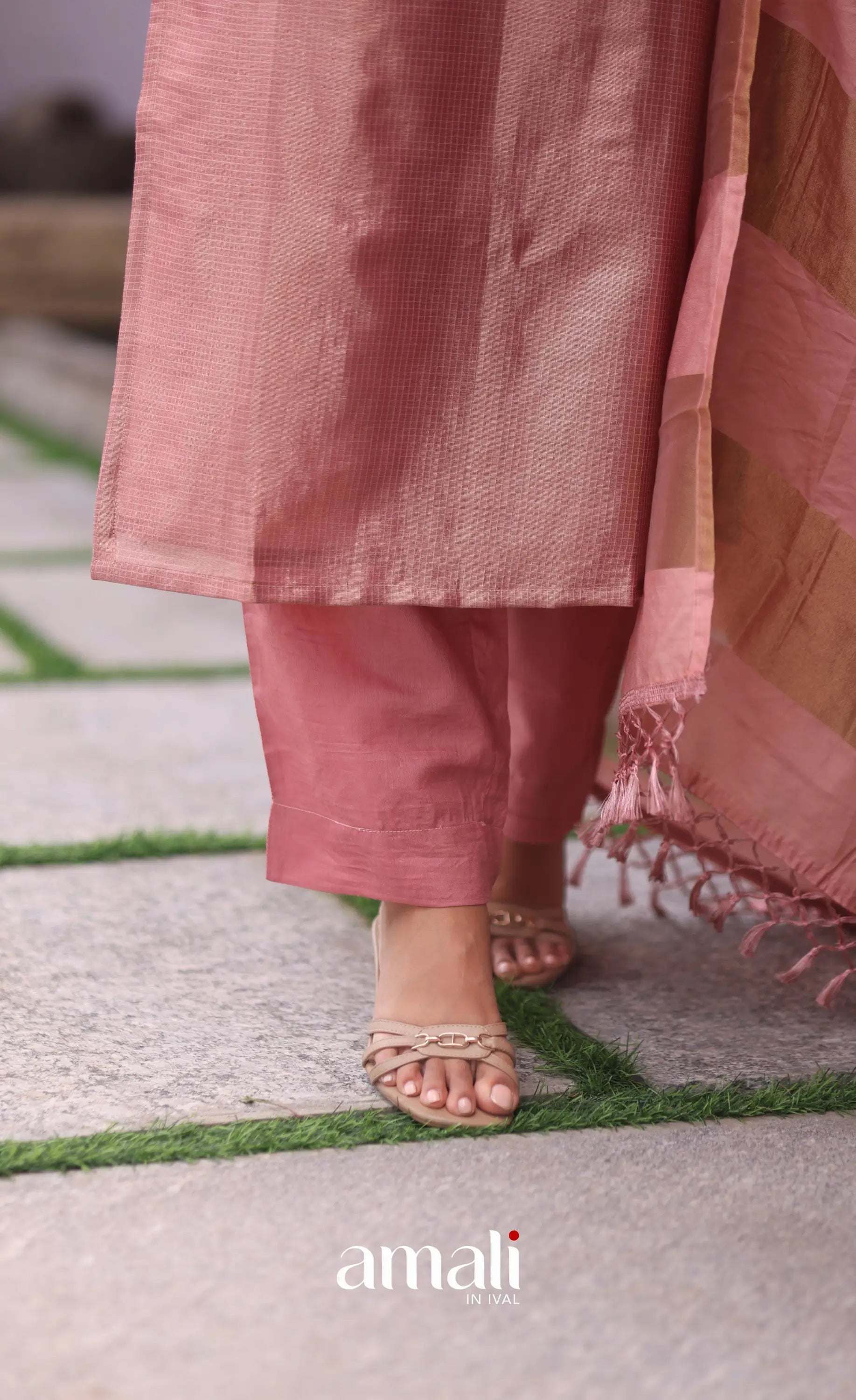 Pink Tissue Blend Salwar Set - salwar