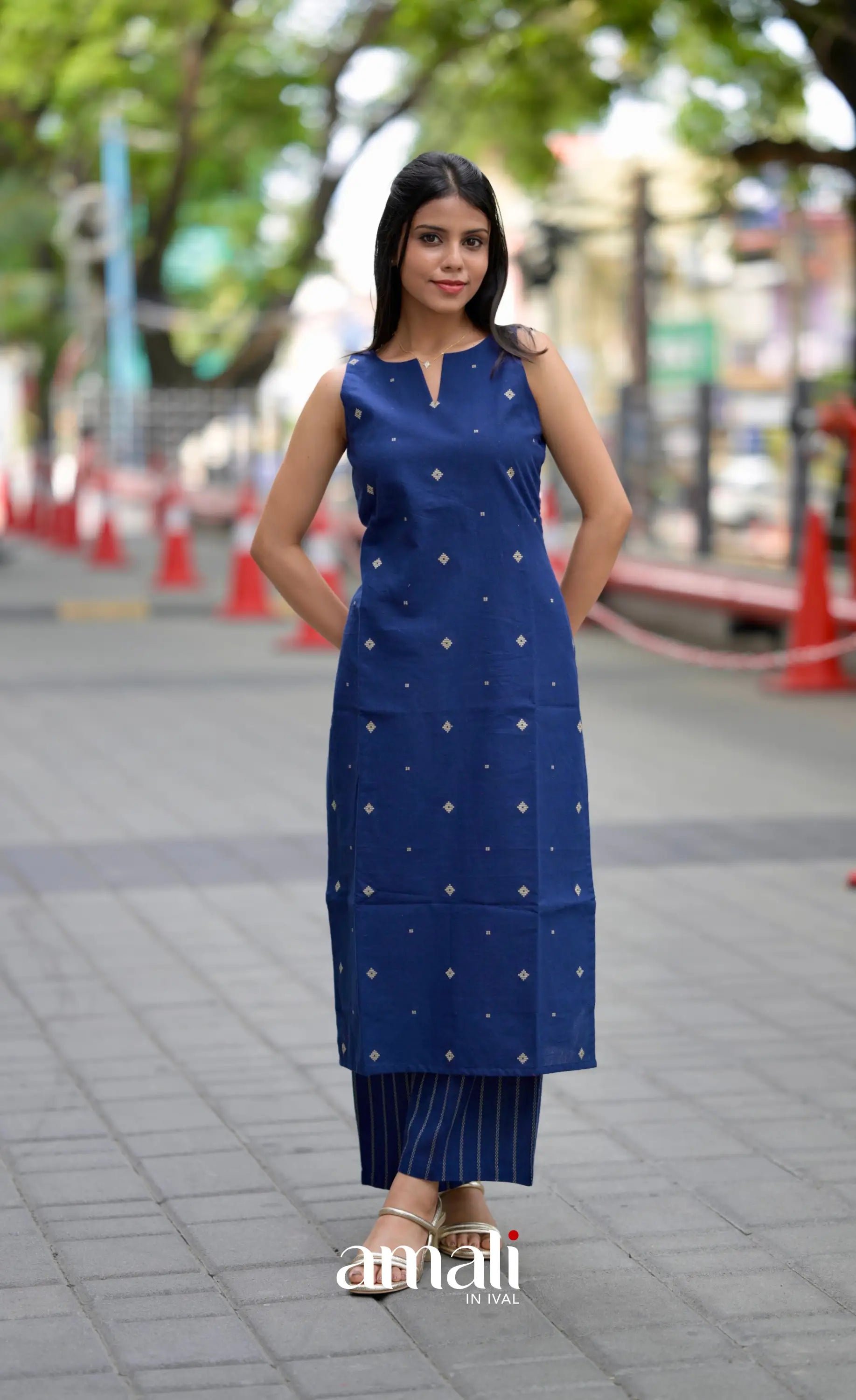 Priyo co-ord set- Navy Blue salwar