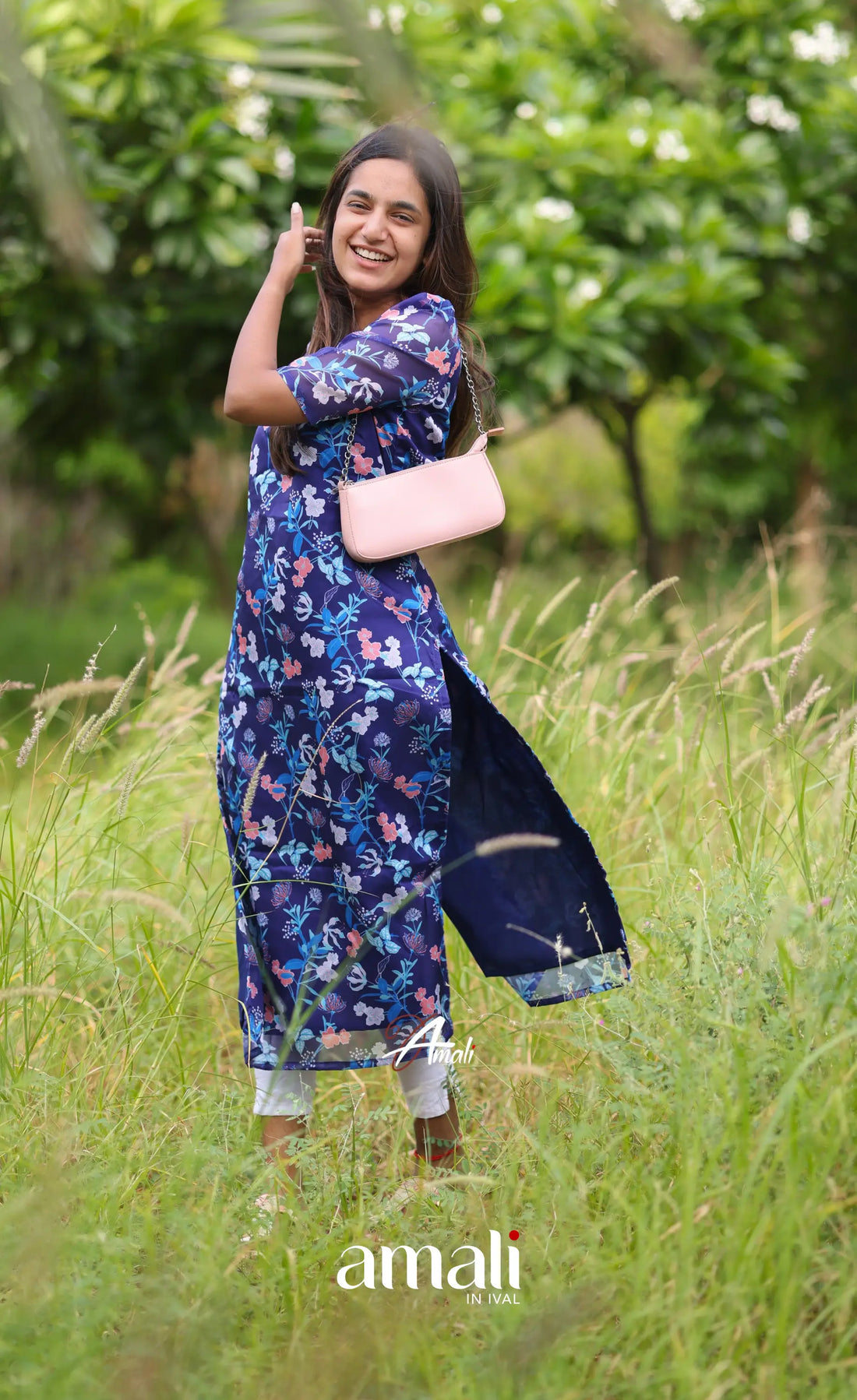 Priyo Organza Kurti - Dark Blue Co-ord sets