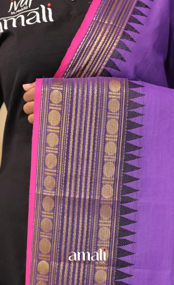 Purple With Magenta Pink Chettinad Cotton Dupatta salwar