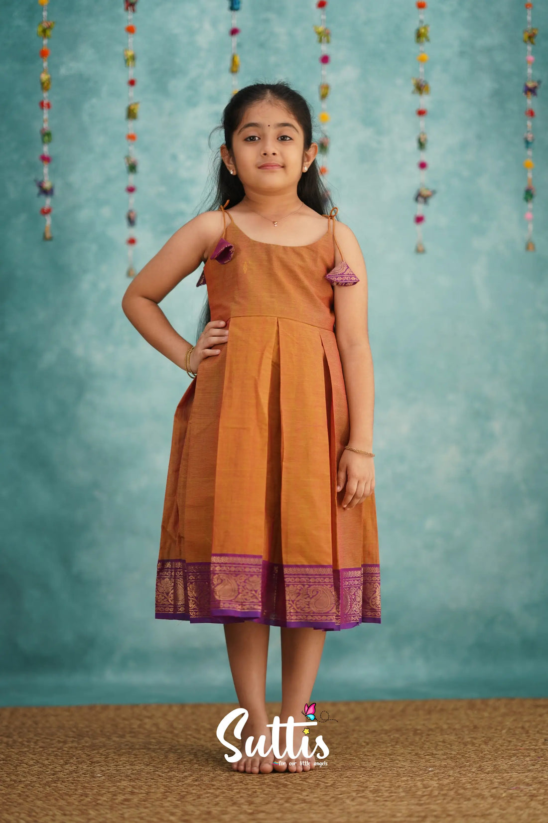Raaga Cotton Frock - Two Tone Orange Kids - Suttis