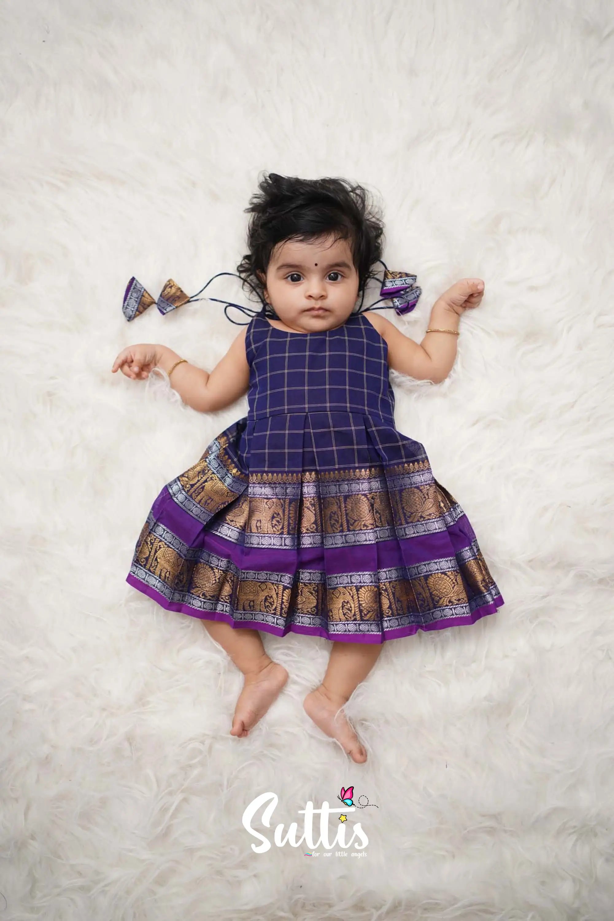 Raaga - Navy Blue Cotton Suttis Frock Kids-Suttis