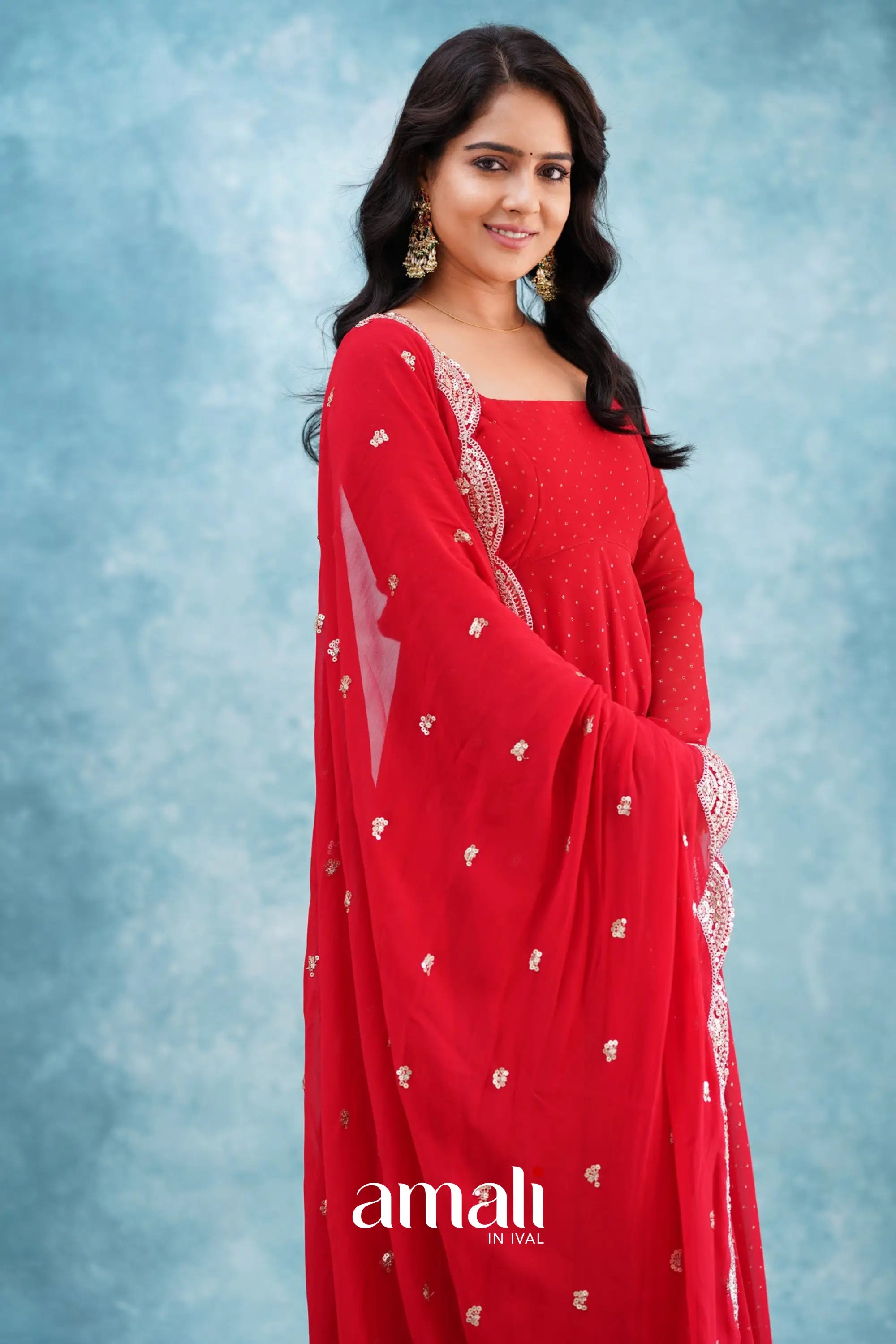 Red Georgette Anarkali Anarkalis