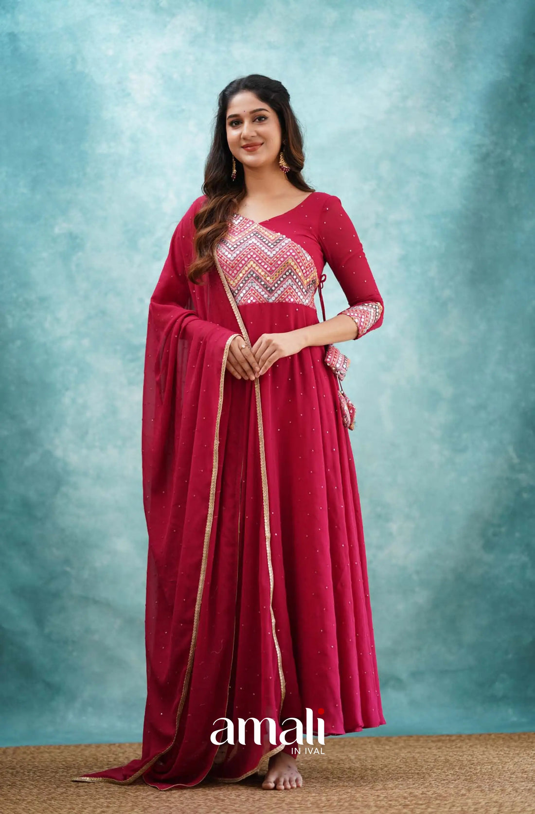 Red Georgette Anarkali Anarkalis