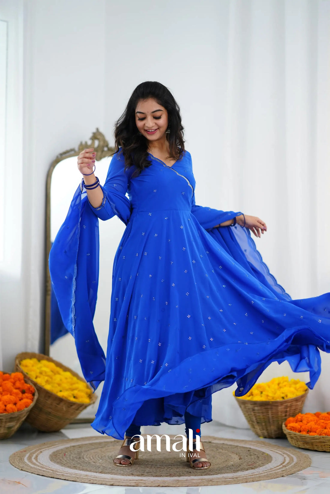 Royal Blue Georgette Anarkali Anarkalis
