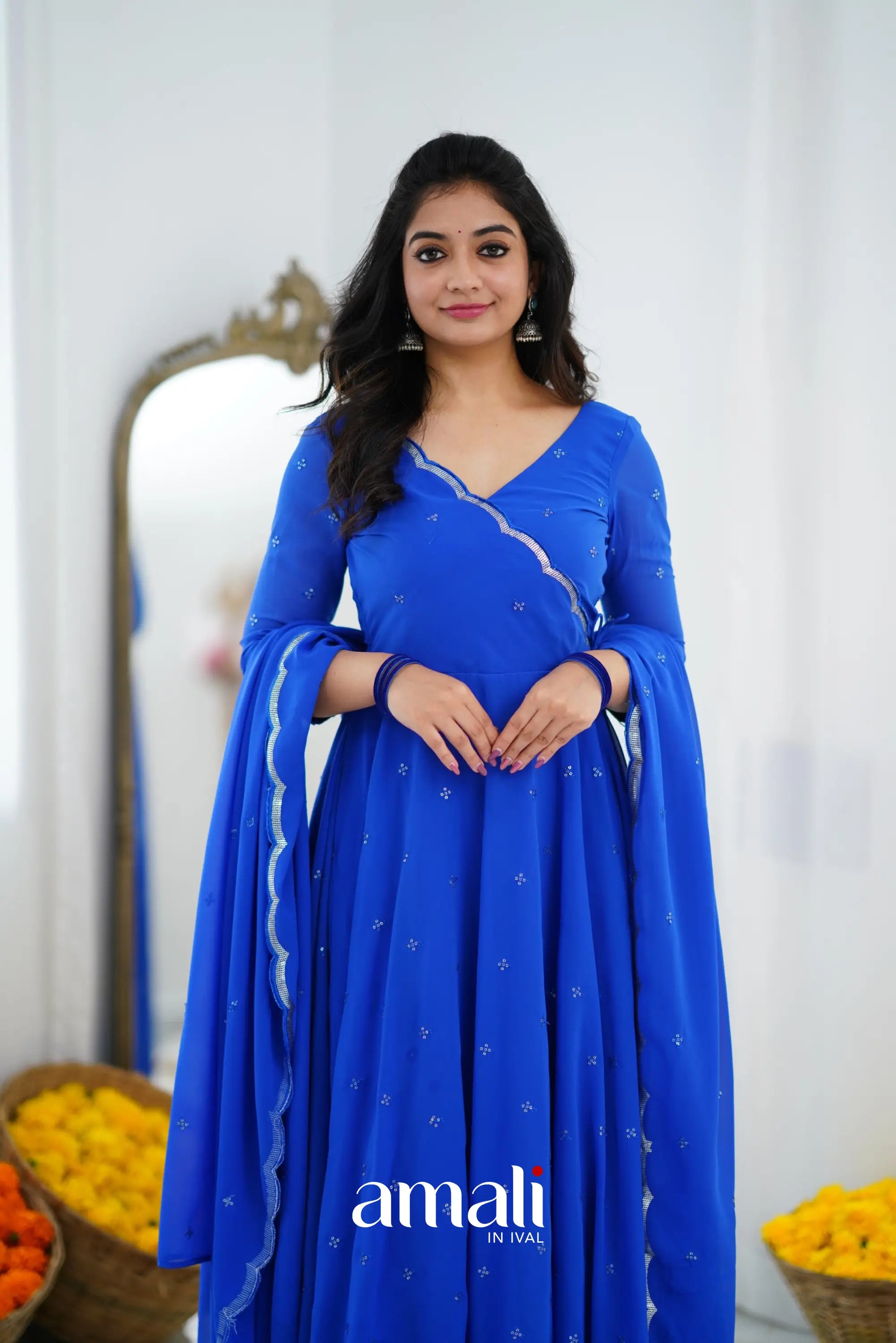 Royal Blue Georgette Anarkali Anarkalis