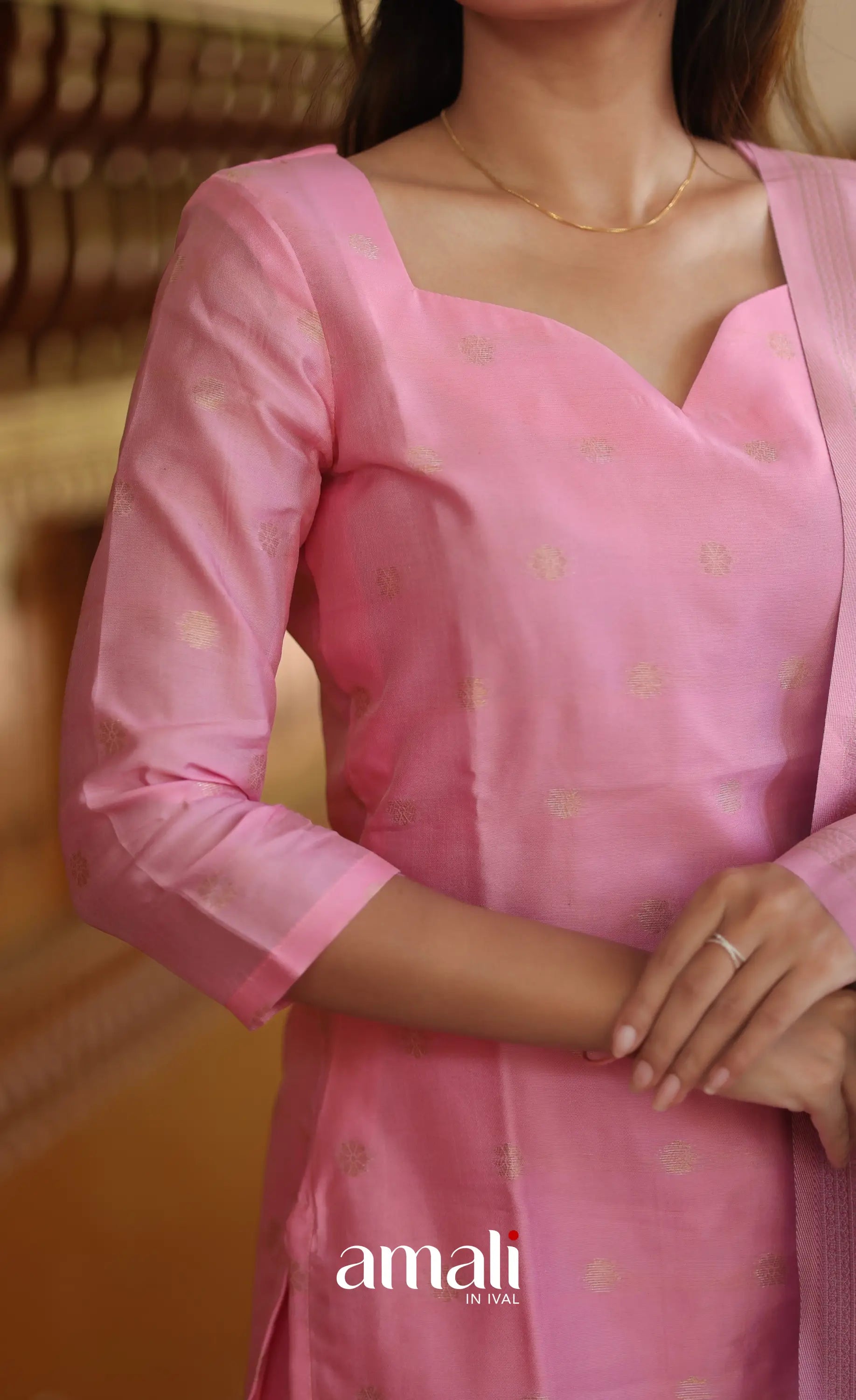 Sanvi Blended Silk Salwar - Light Pink and Pastel Blue salwar