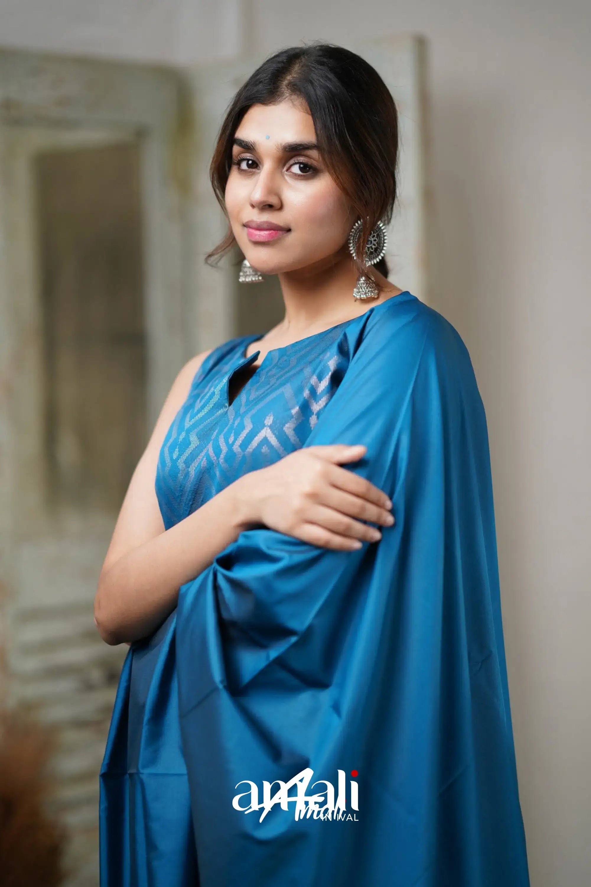 Sanvi - Blue Unstitched Semi Kanchipuram Silk Salwar Salwar