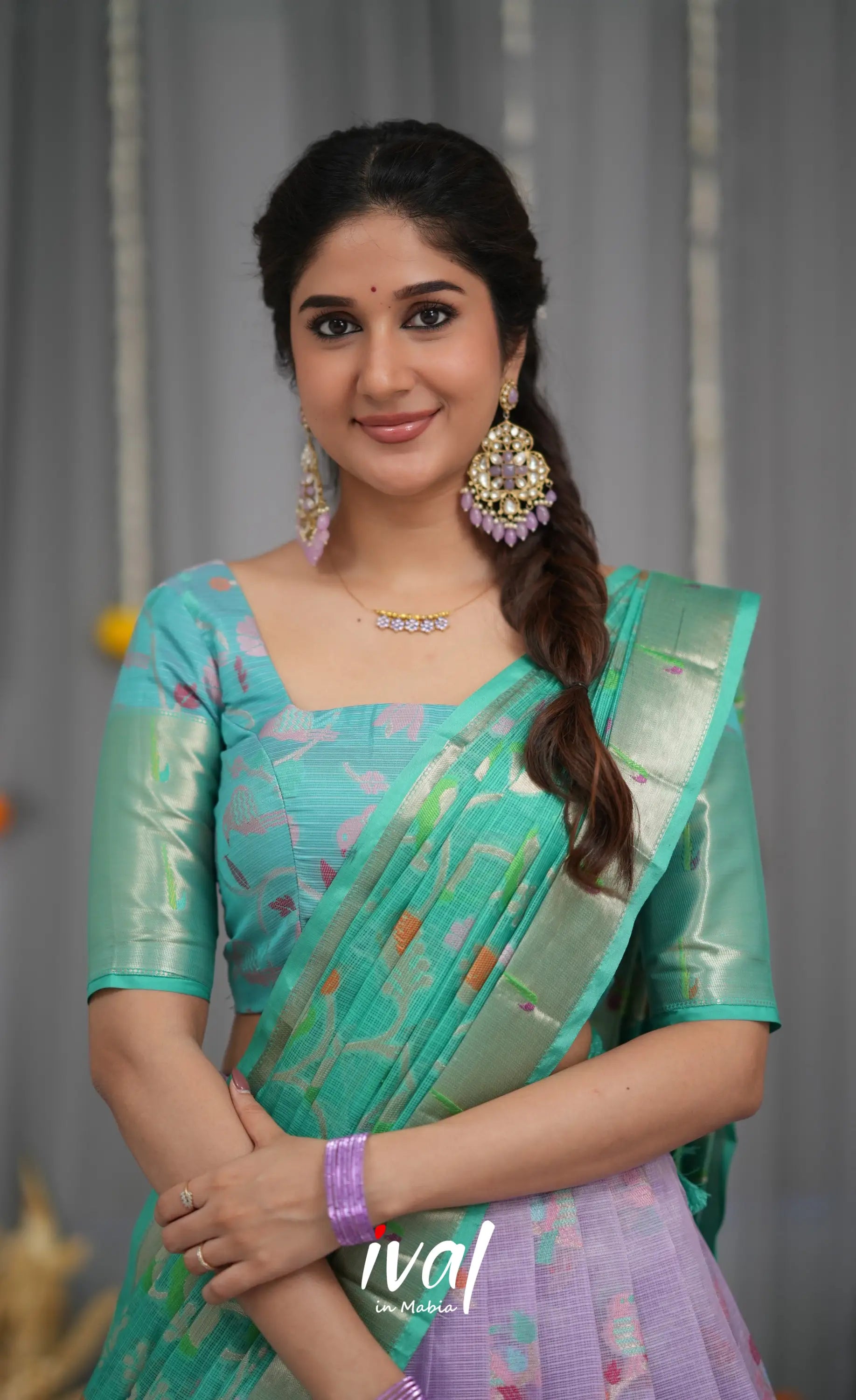 Sayuri Kota Halfsaree - Lavender and Teal Blue Half Sarees