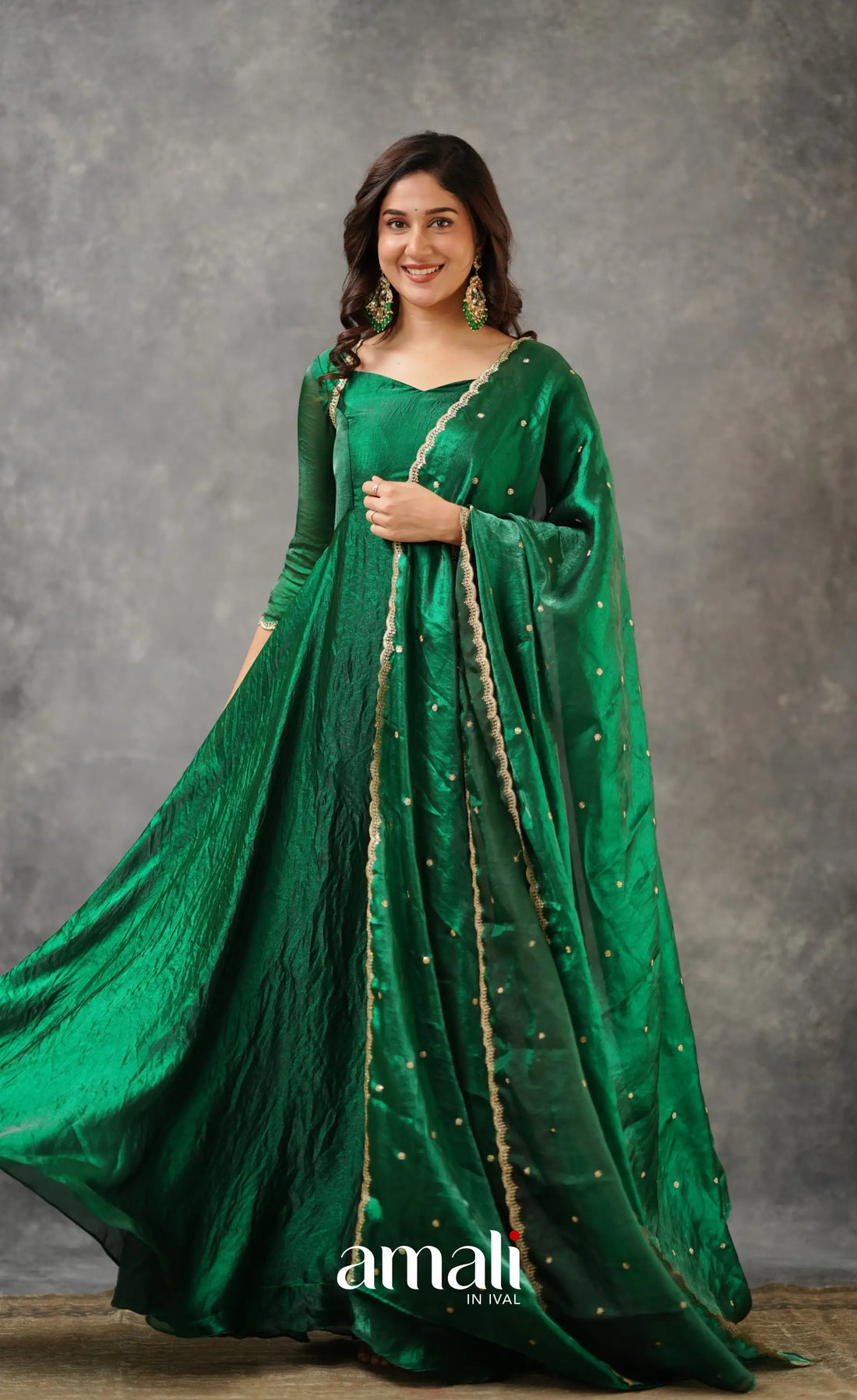 Scape Silk Anarkali - Bottle Green Anarkalis