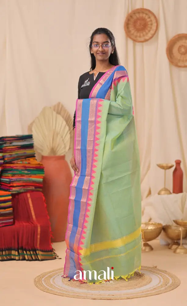 Sea-Green With Multicolours Chettinad Cotton Dupatta salwar