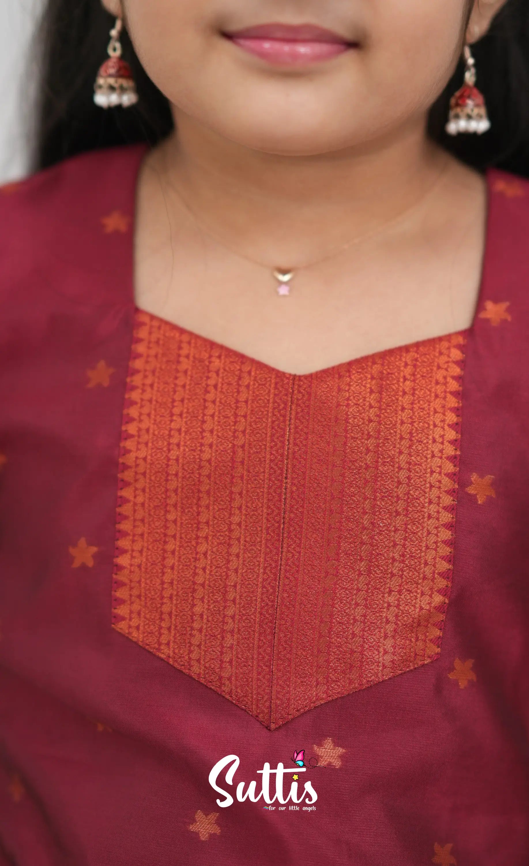 Silk Cotton Pavadai Sattai - Baby Pink and Red Kids-Suttis