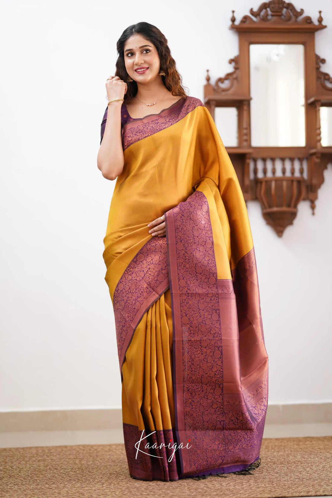Sita Blended Silk Saree - Yellow and Magentaish Purple Sarees