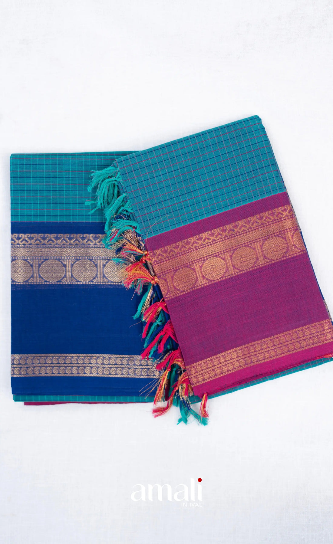 Swara Unstitched Salwar - Teal Blue and Magenta Pink salwar