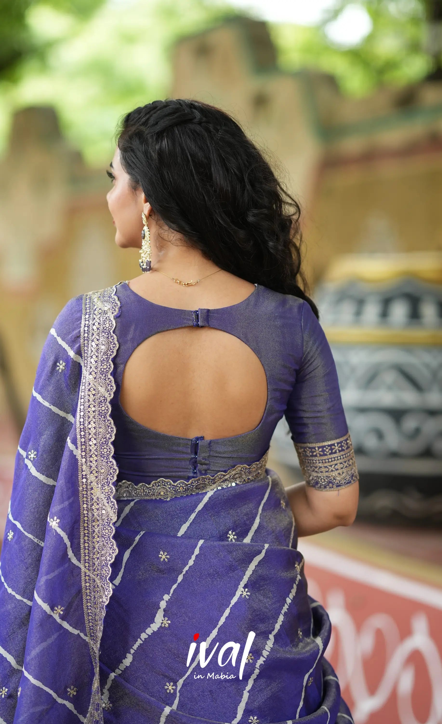 Tulip Gaji Silk Half saree - Dark Purple Half Sarees