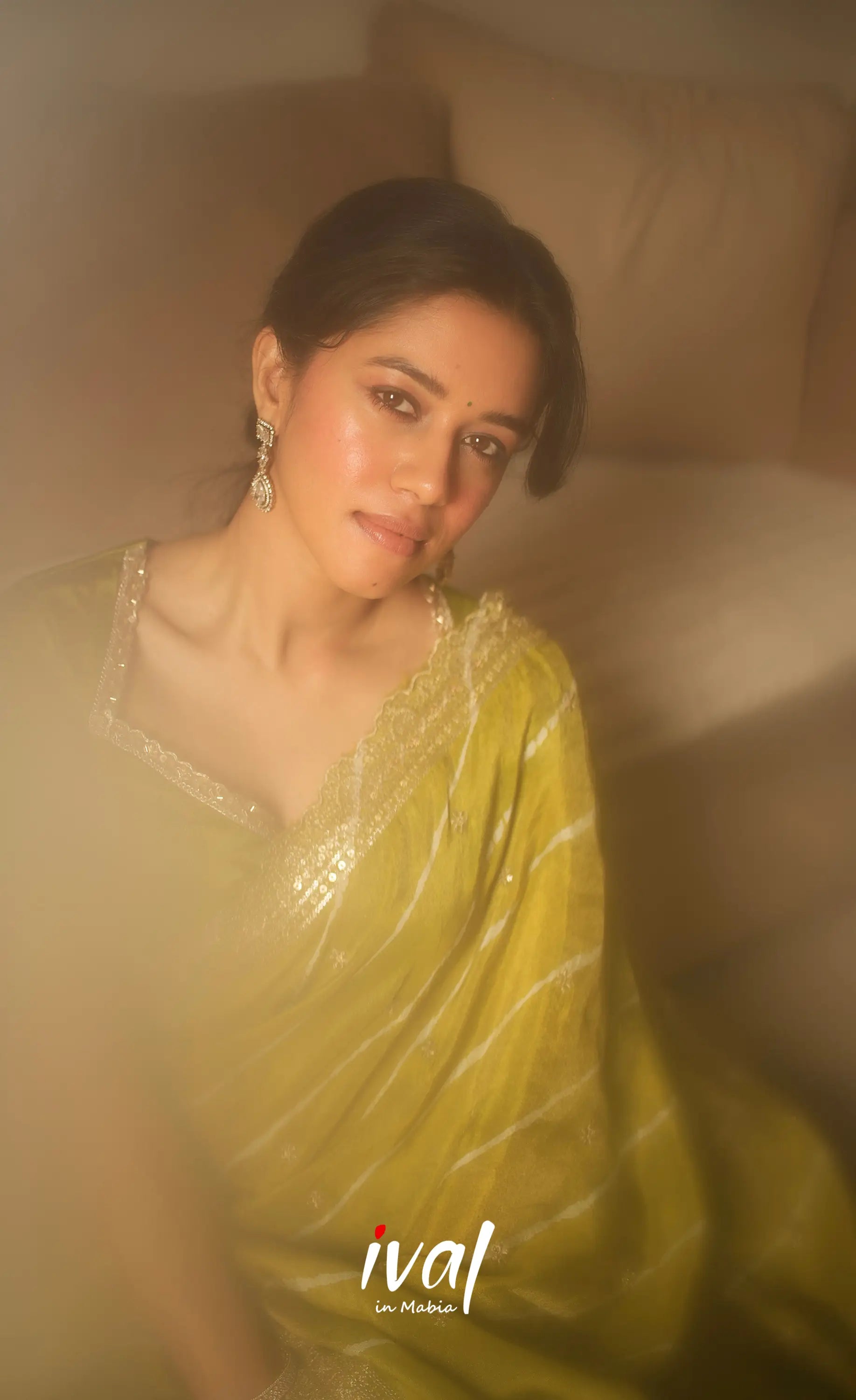 Tulip Gaji Silk Half saree - Olive Green Half Sarees