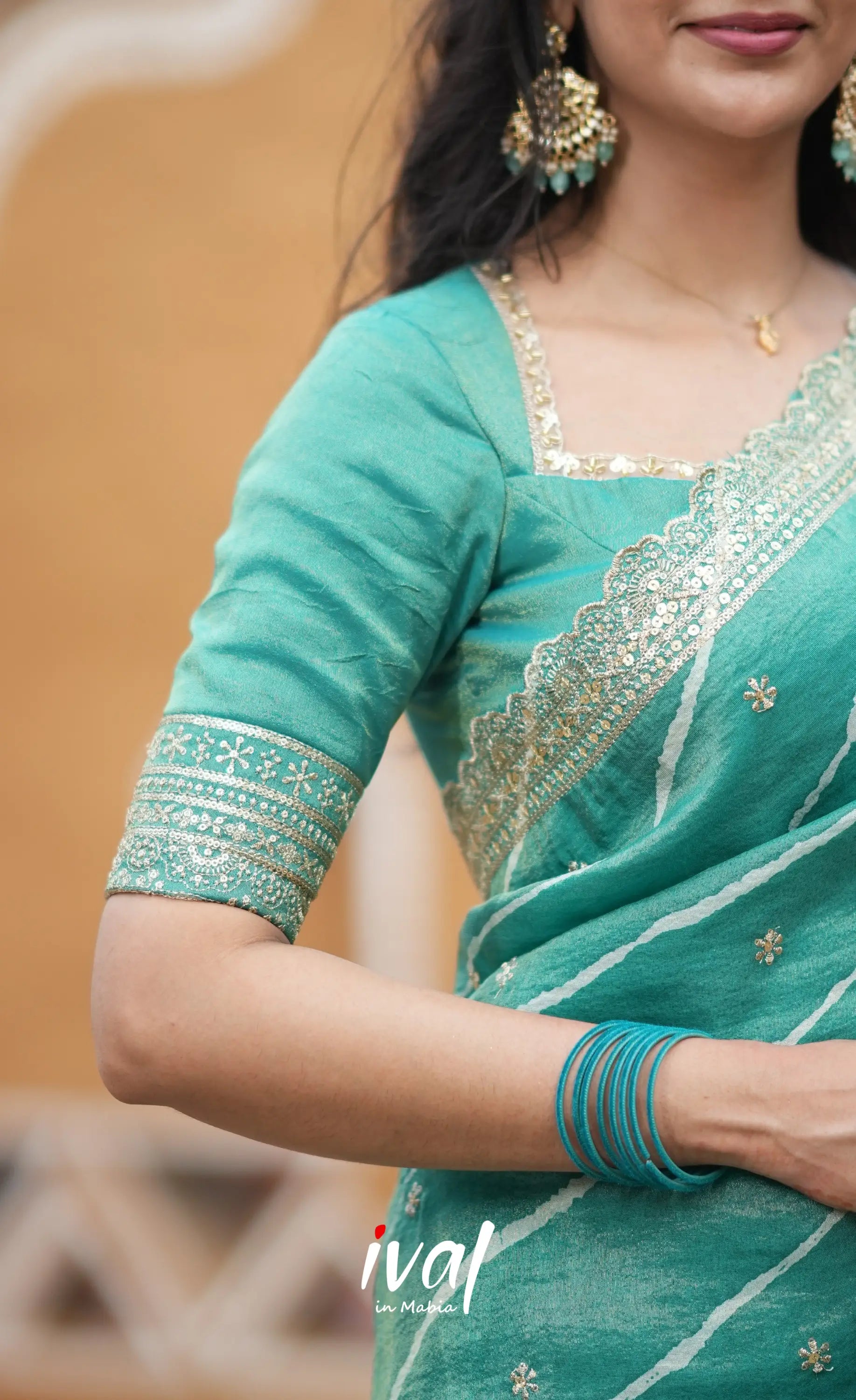 Tulip Gaji Silk Half saree - Teal Green Half Sarees