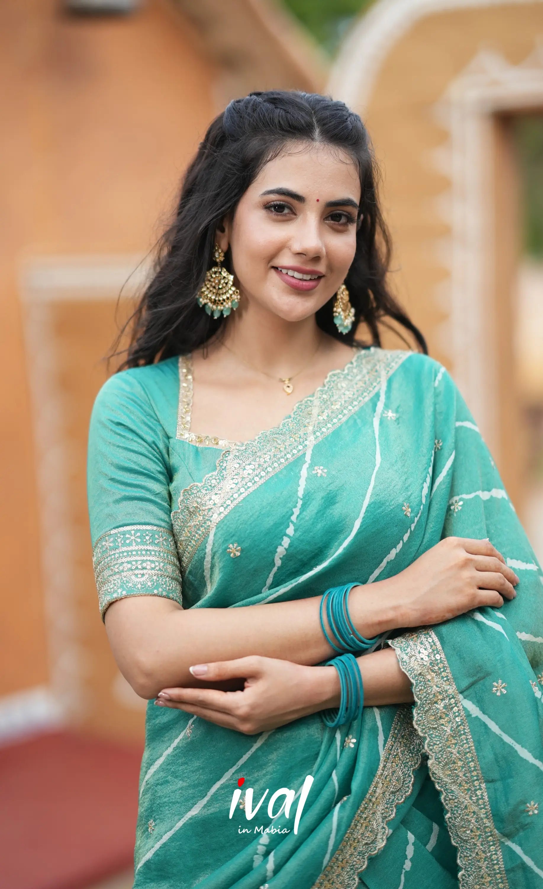 Tulip Gaji Silk Half saree - Teal Green Half Sarees