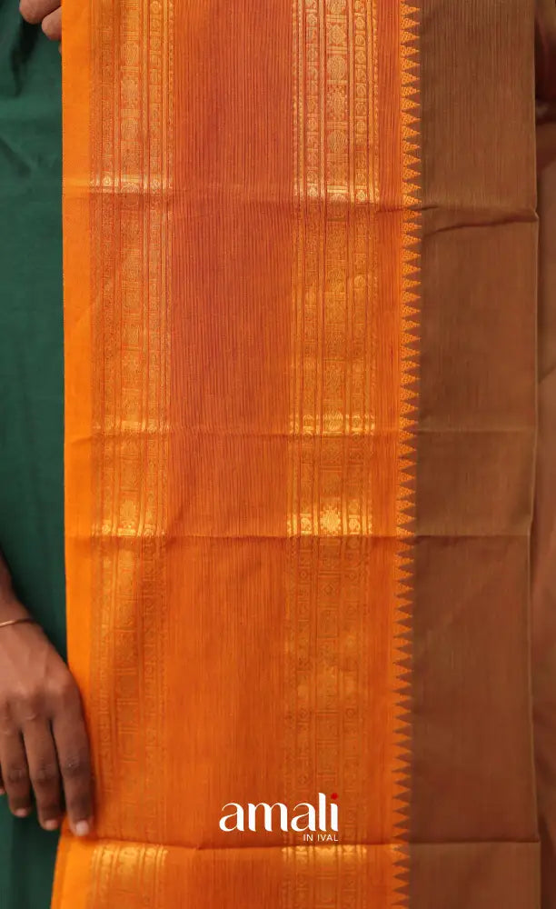 Two-Tone Brown With Dual Border Chettinad Cotton Dupatta salwar