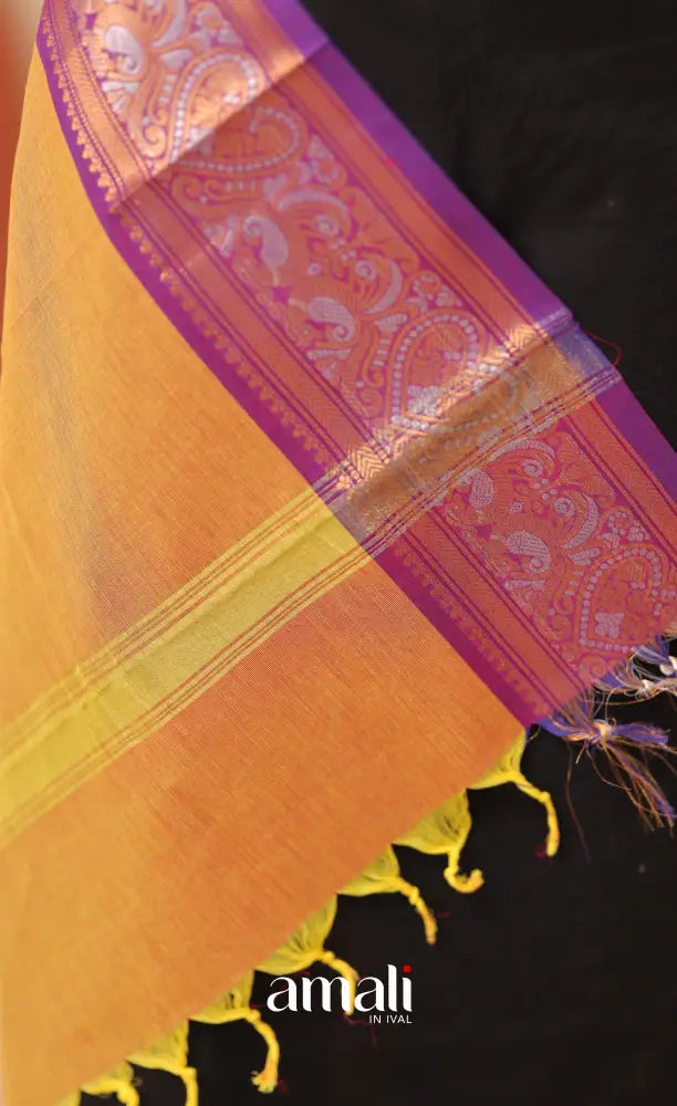 Two-Tone Orange With Purple Chettinad Cotton Dupatta salwar