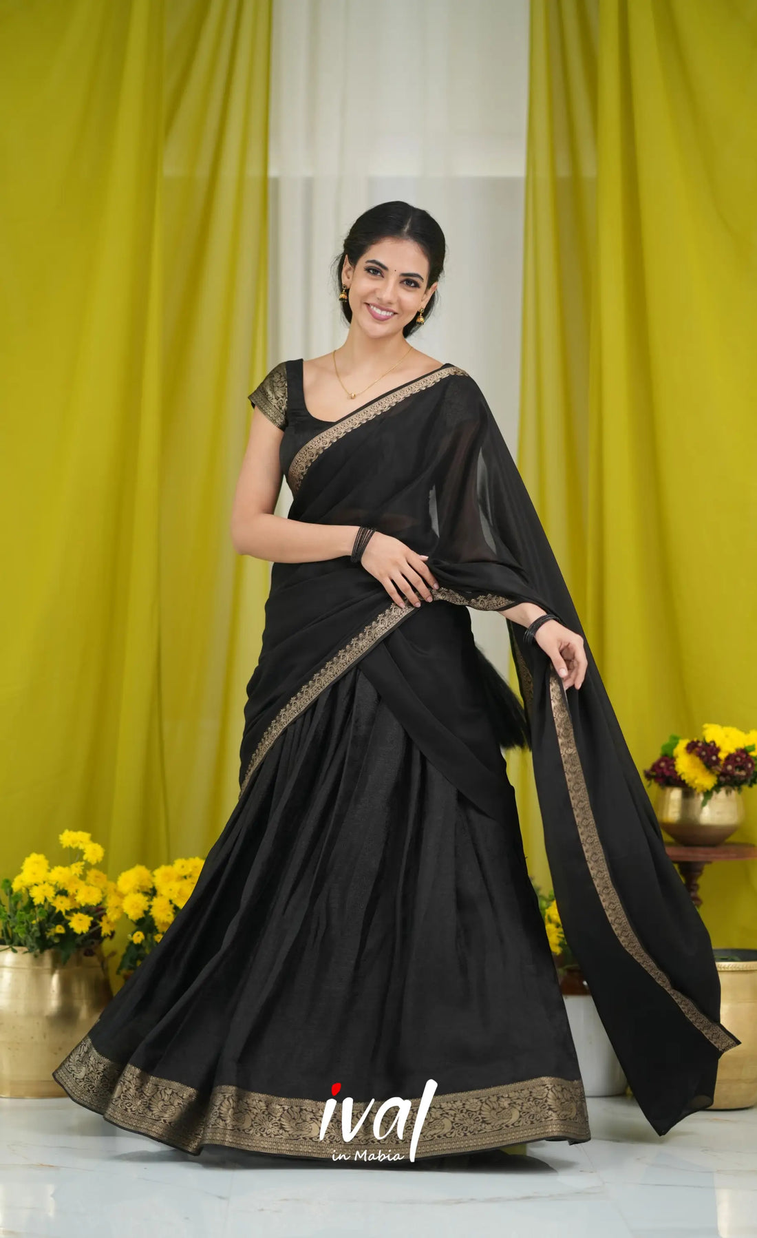 Vedika - Chinnon Halfsaree - Black Half Sarees