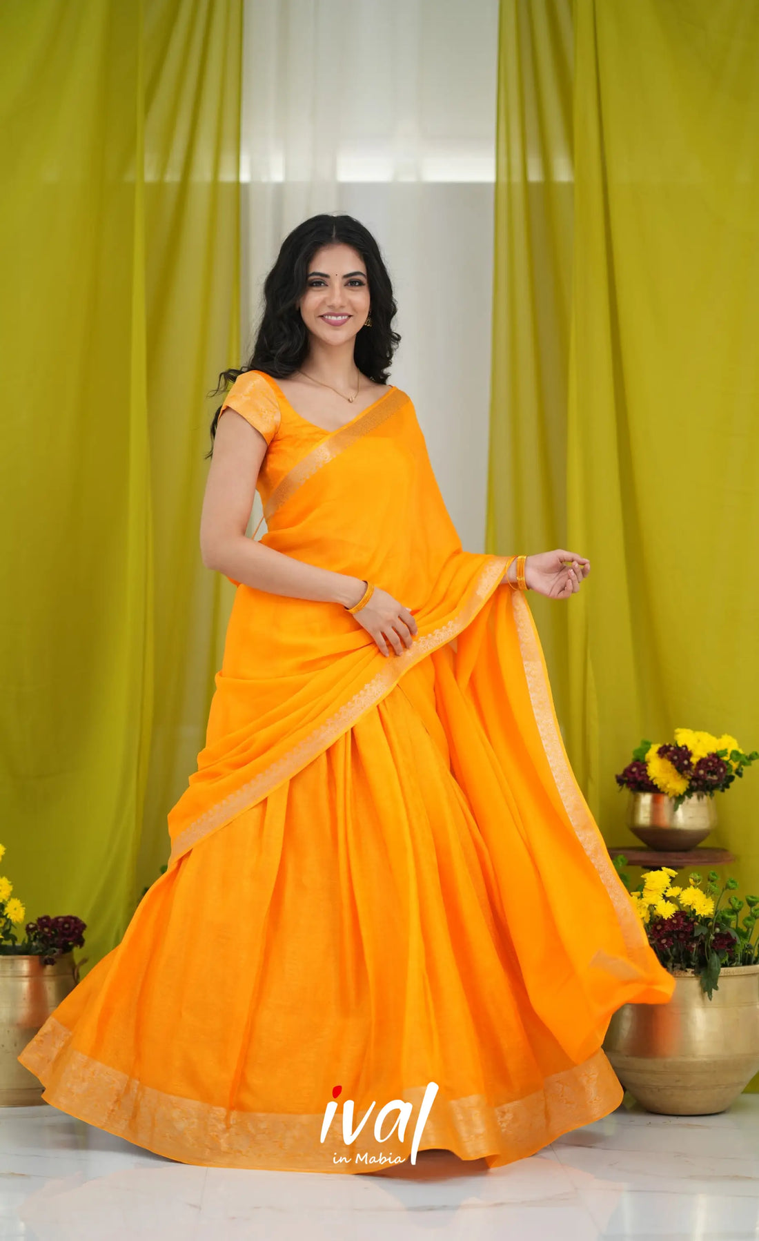 Vedika - Chinnon Halfsaree - Mango Yellow Half Sarees