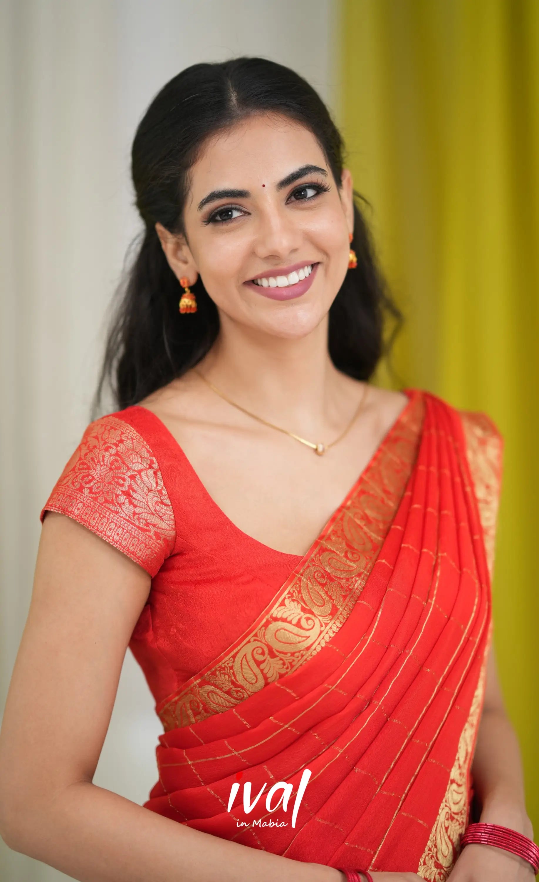 Vedika - Chinnon Halfsaree - Red Half Sarees