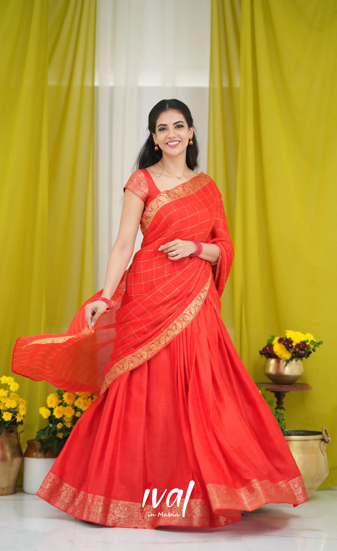 Vedika - Chinnon Halfsaree - Red Half Sarees