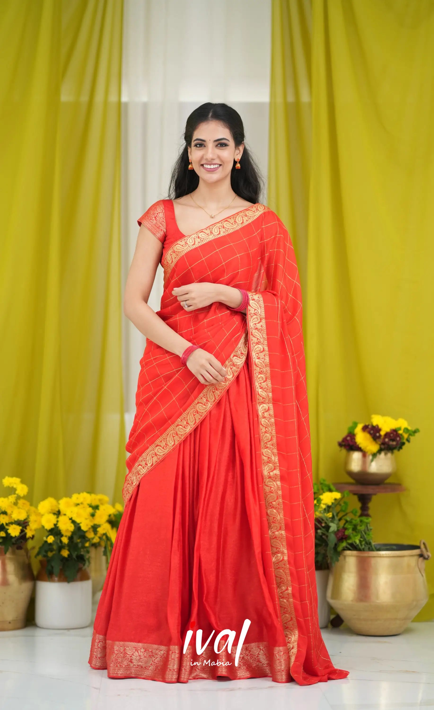 Vedika - Chinnon Halfsaree - Red Half Sarees