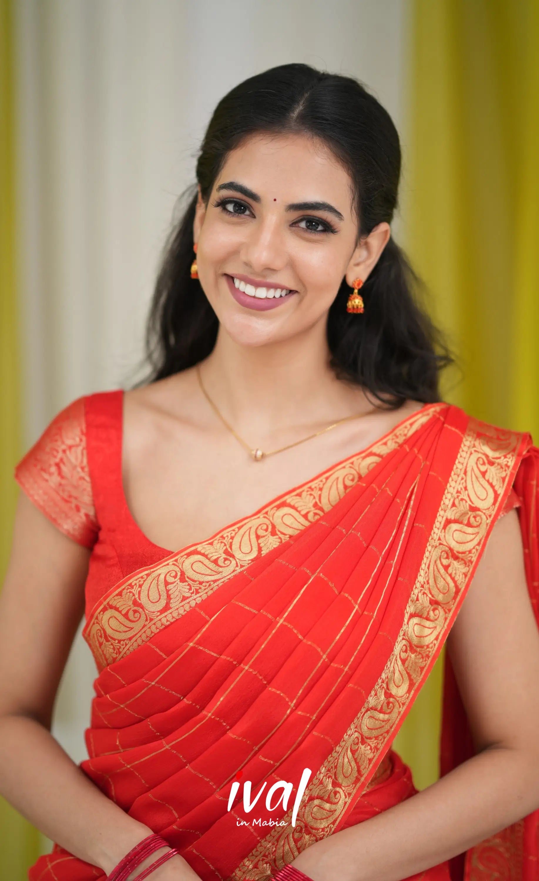 Vedika - Chinnon Halfsaree - Red Half Sarees