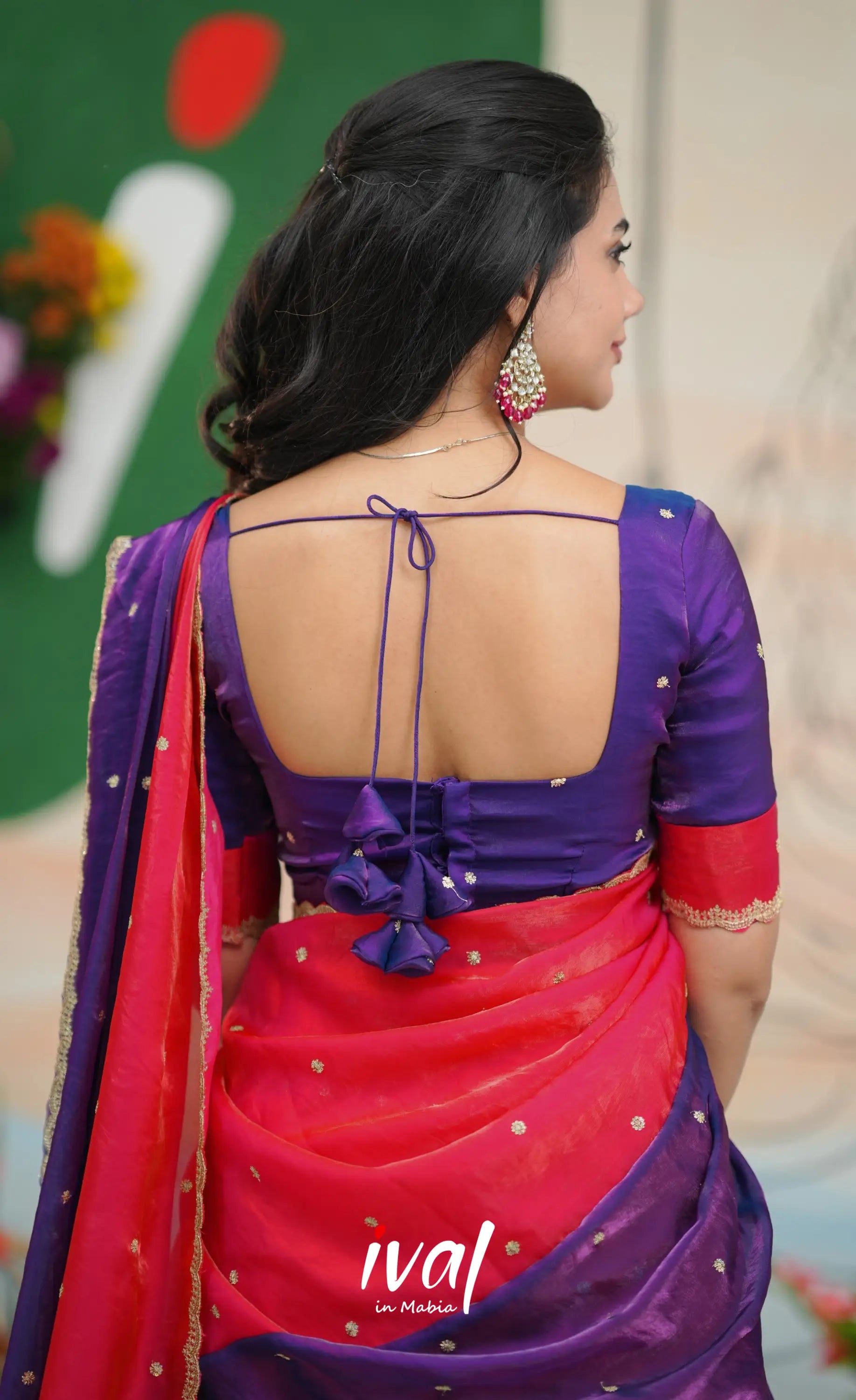 Vedika - Magenta Pink with Purple Scape Silk Halfsaree Half Sarees