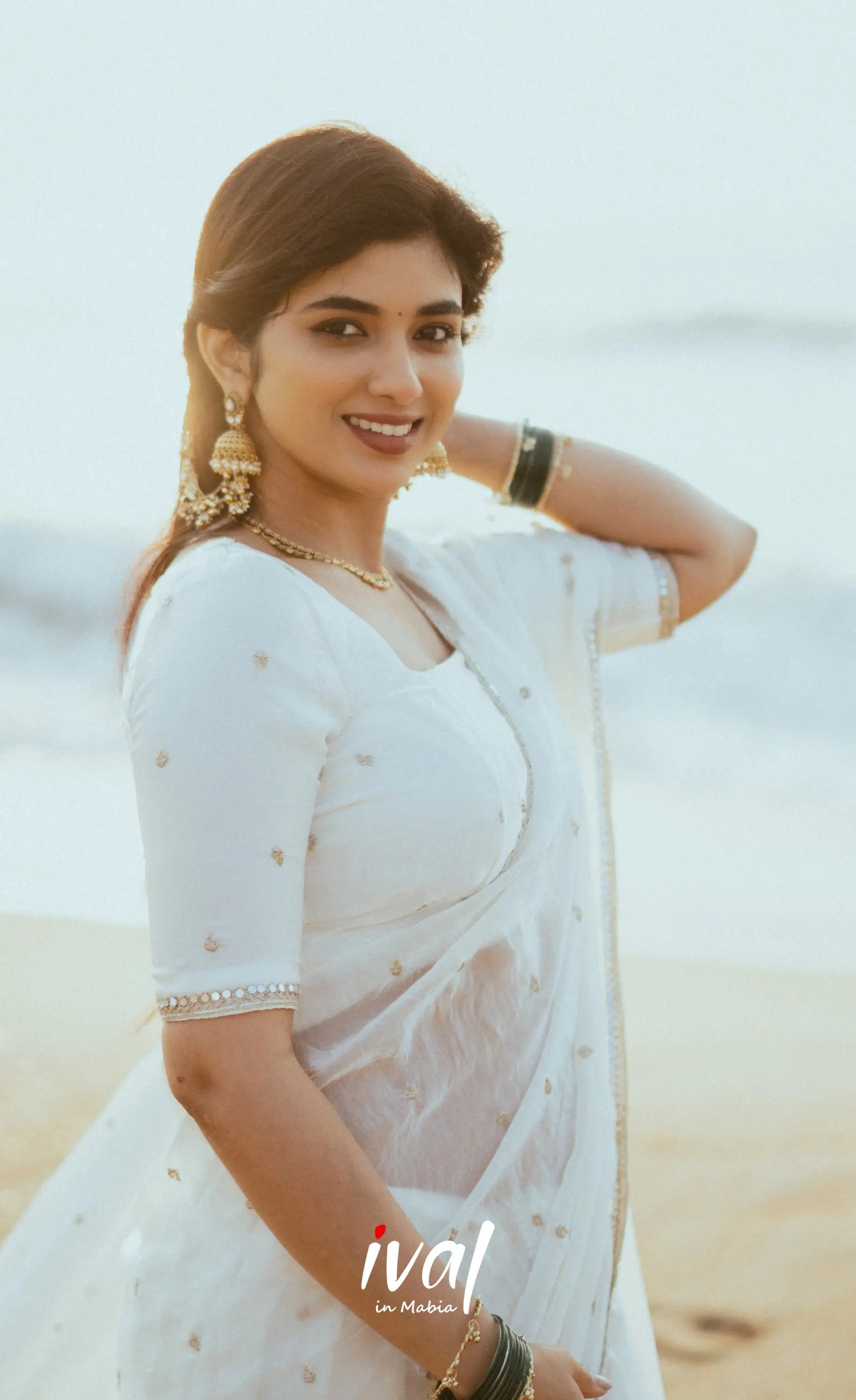 Vedika - White Scape Silk Halfsaree - Half Sarees