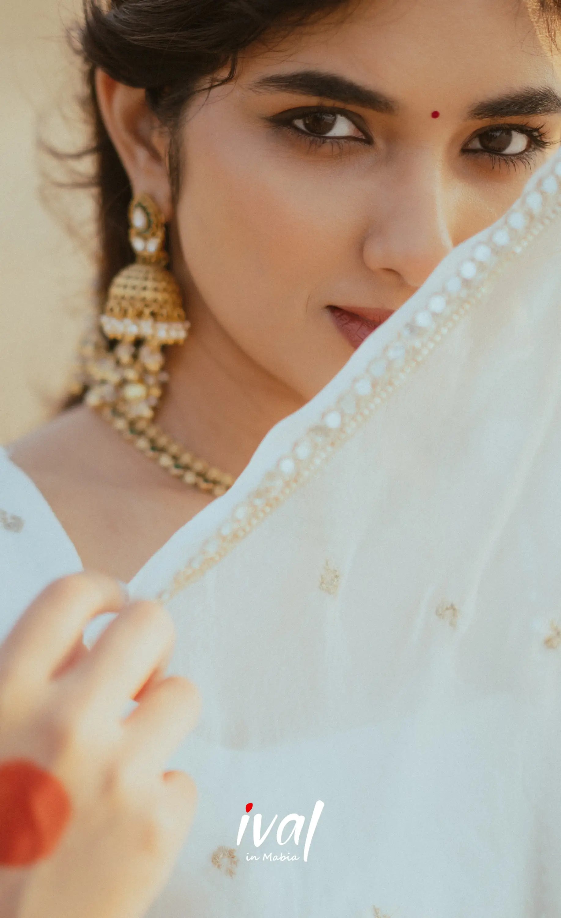 Vedika - White Scape Silk Halfsaree - Half Sarees