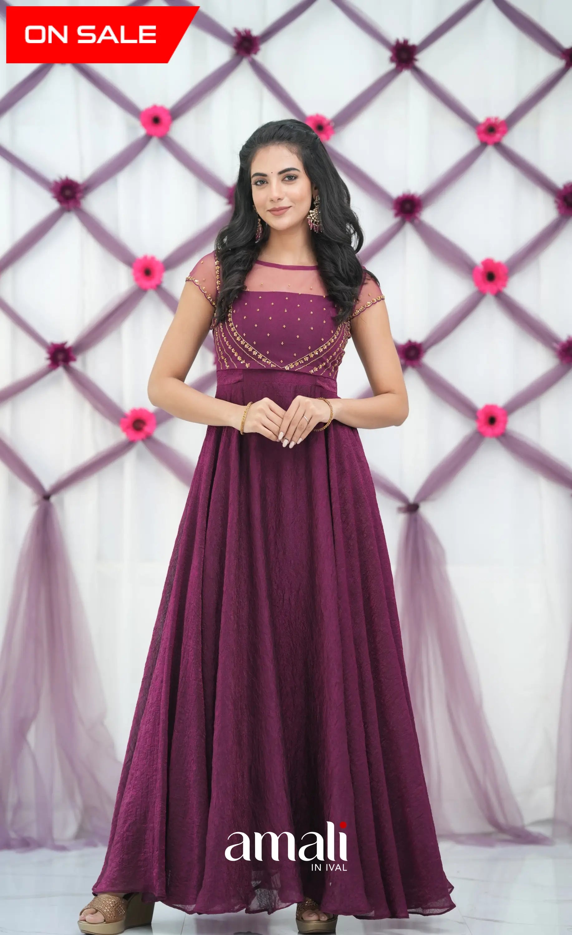 Anarkali Dresses Best Site For Anarkalis Wine Aari Handworked
