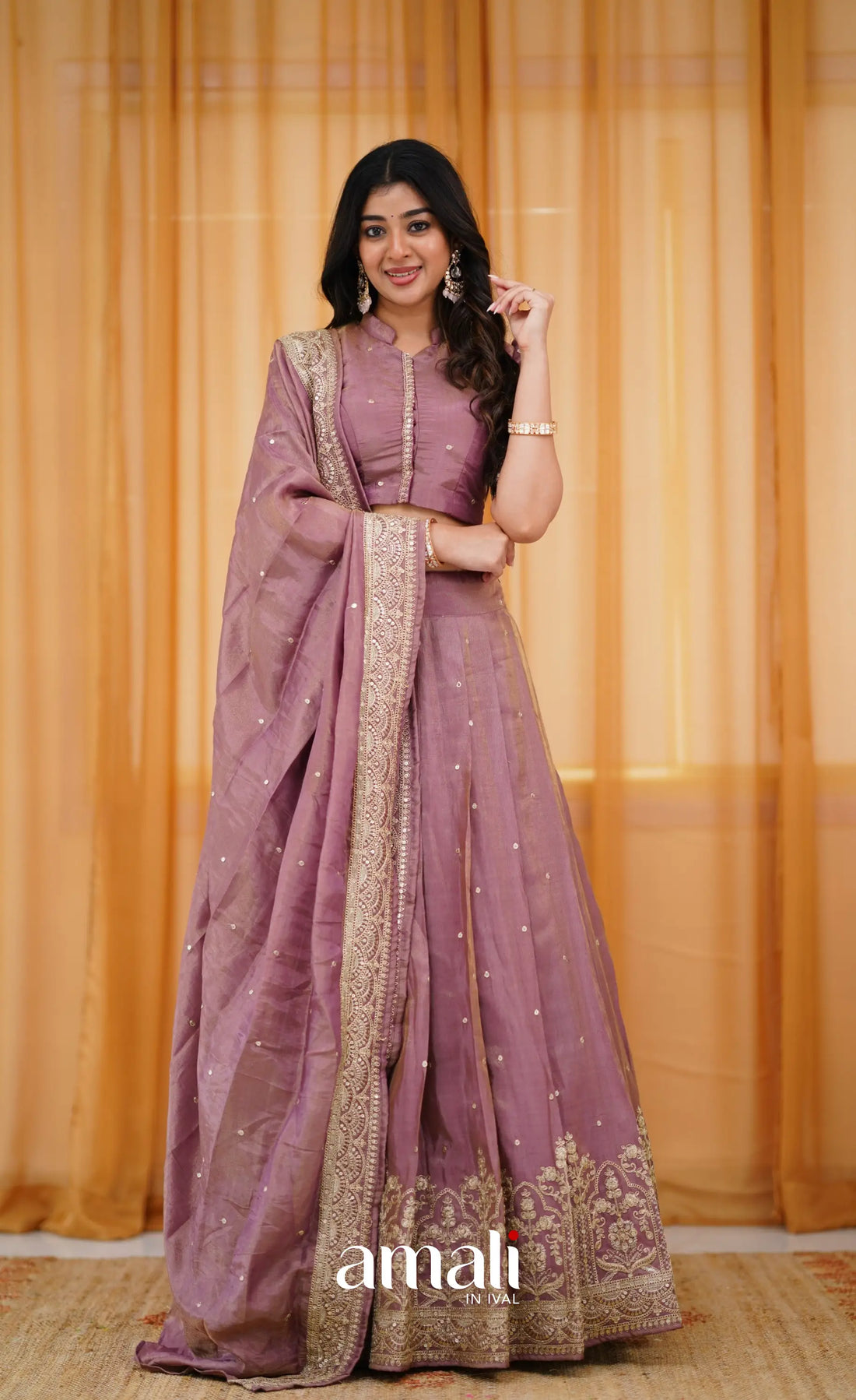 Zaara - Crop Top And Skirt Mauve Crop Top Skirts